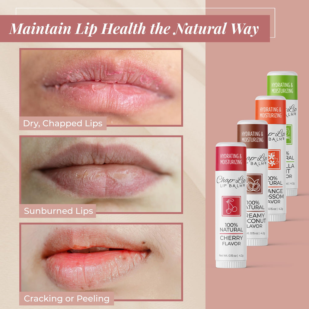 Chap-Lip Lip Balm 100% Natural Lip Balm Set – 24 Count, 2-Pack | Hydrating Beeswax Lip Care with Coconut Oil & Cocoa Butter (Petroleum-Free)