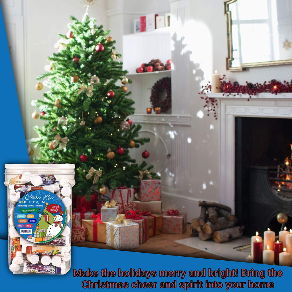 Chap-Lip Vitamin E Lip Balm – Coconut Oil Hydration, 6 Flavors, 48-Count Holiday Jar