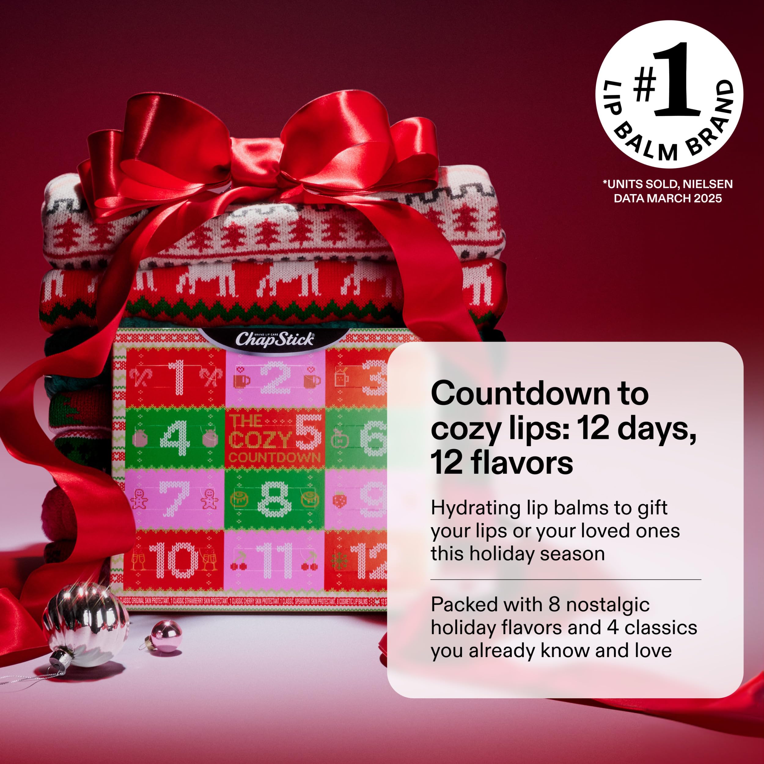 ChapStick Advent Calendar 2025 – 12 Days of Holiday Lip Balms Gift Set (0.15 oz each)