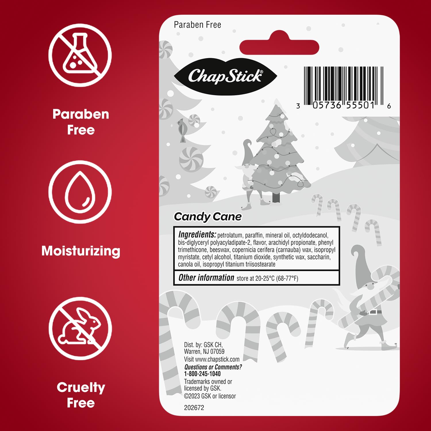 ChapStick Candy Cane Bulk Lip Balm – 12 Sticks Fresh Mint Moisturizer | Stocking Stuffers