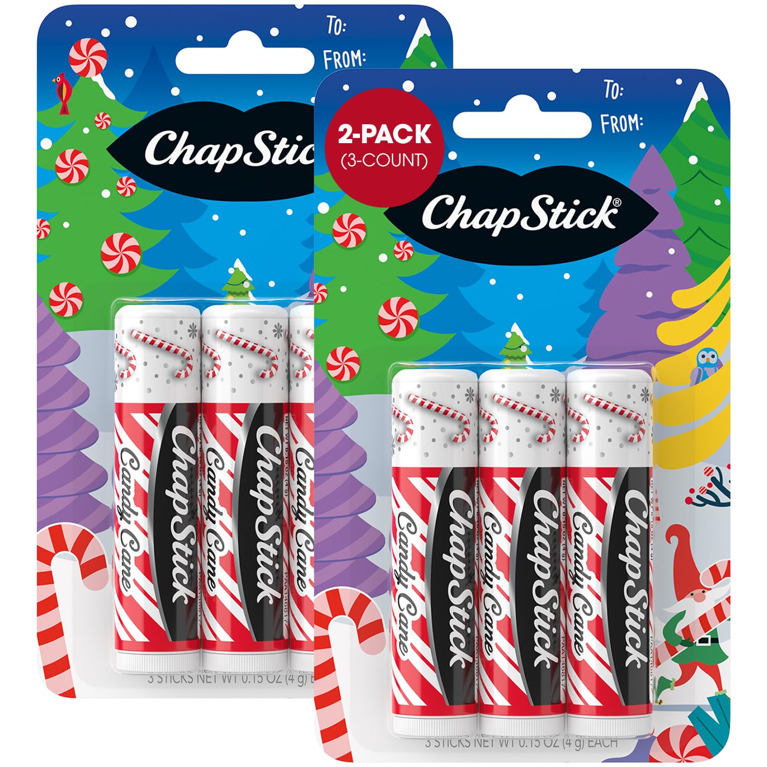 ChapStick Candy Cane Lip Balm – 6-Count Minty Moisturizer | Fresh Holiday Lip Care