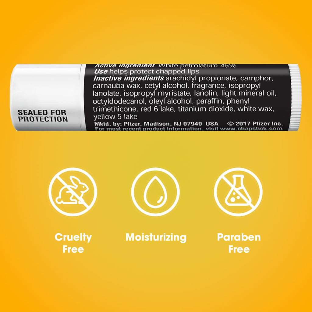 ChapStick Classic Original Lip Balm 12-Pack – Moisturizing Lip Care Bulk