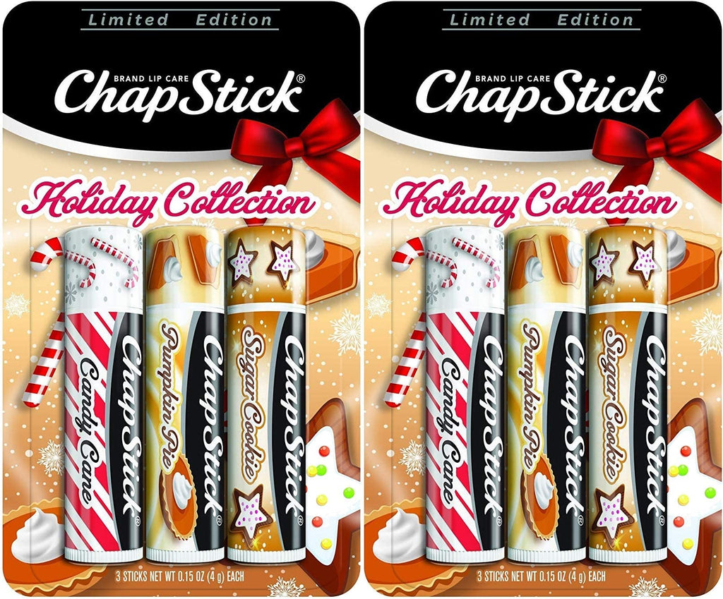 ChapStick Holiday Limited Edition Lip Balm Set – Candy Cane, Pumpkin Pie & Sugar Cookie (6 Sticks)