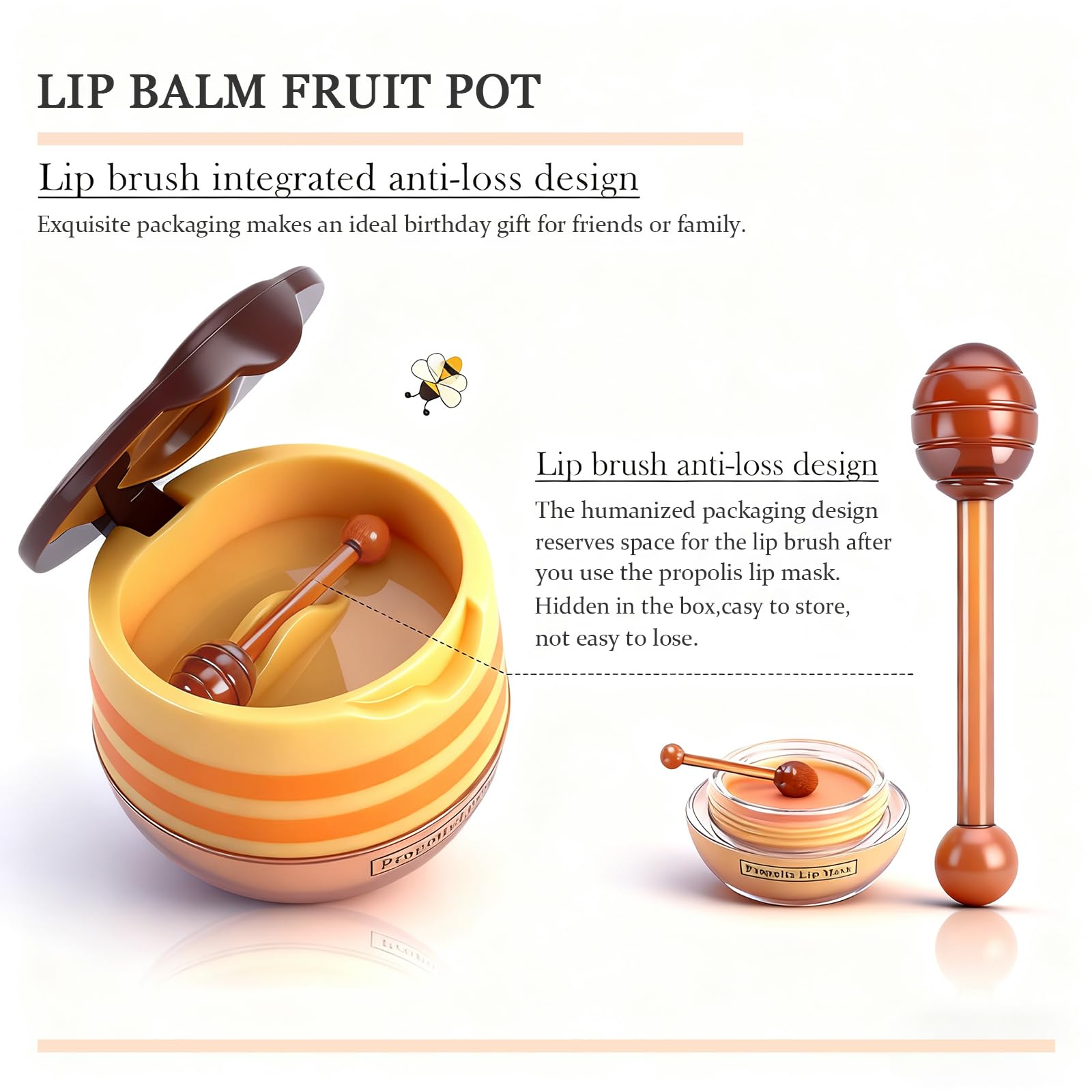 Charm Kiss Bee Lip Balm Lip Mask Honey Pot – 12 Flavors, Propolis & Vitamin E