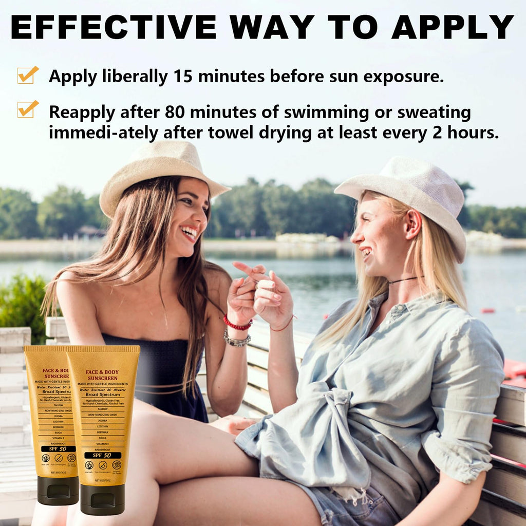 Charunee Beef Tallow Sunscreen with Zinc Oxide SPF 50 - 2x85g, Reef Safe, Non-Greasy