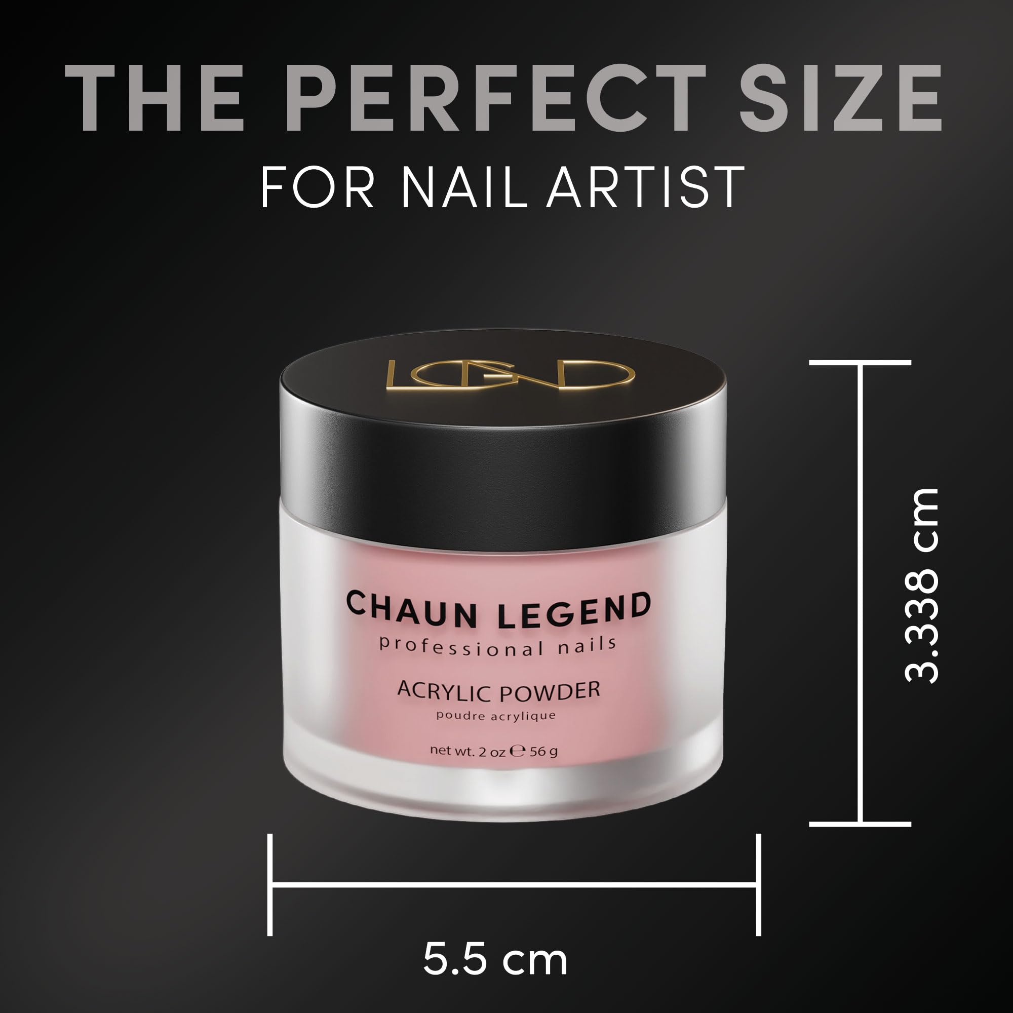 Chaun Legend Acrylic Powder 2 oz – Frost White, Shimmer Finish, Gel-Like Look, Bunny Hoppin