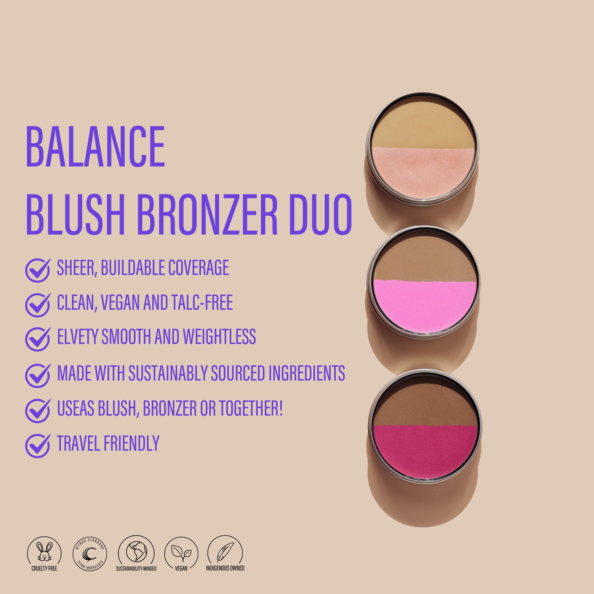 Cheekbone Balance Fair Blush/Bronzer – Talc-Free 2-in-1 Powder with Organic Jojoba Oil | Buildable Soft-Matte Finish