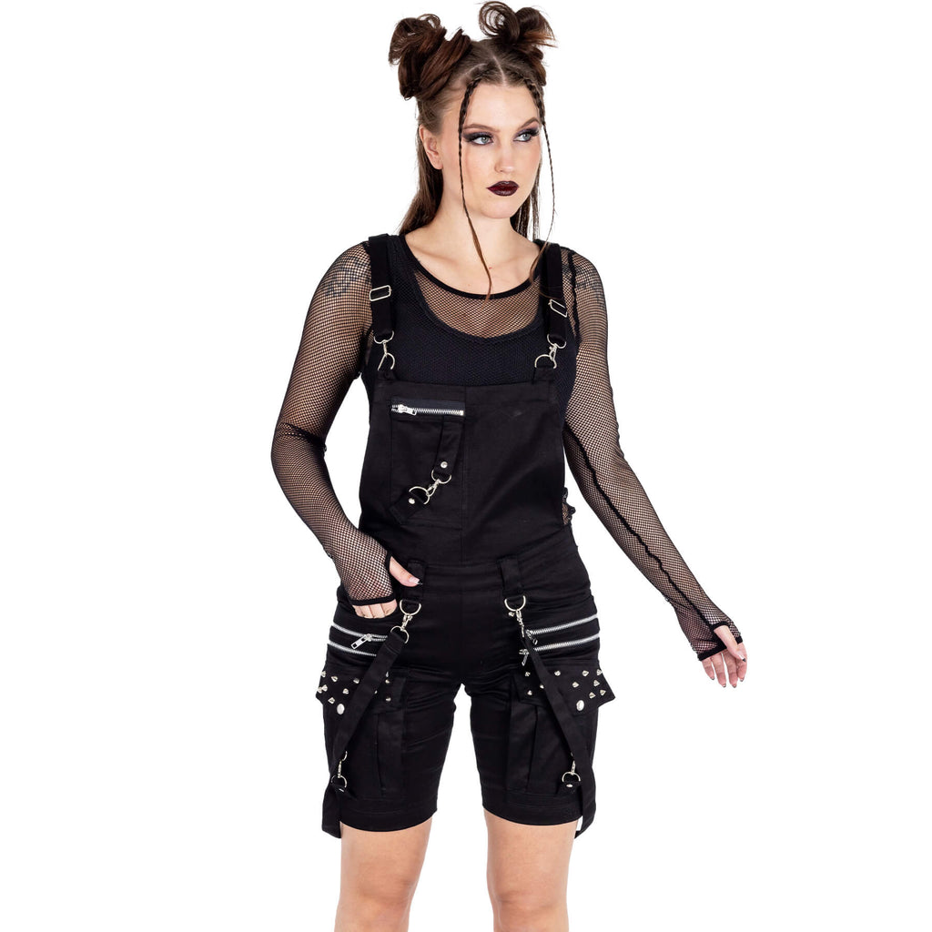 Chemical Black Trinity Dungaree Shorts