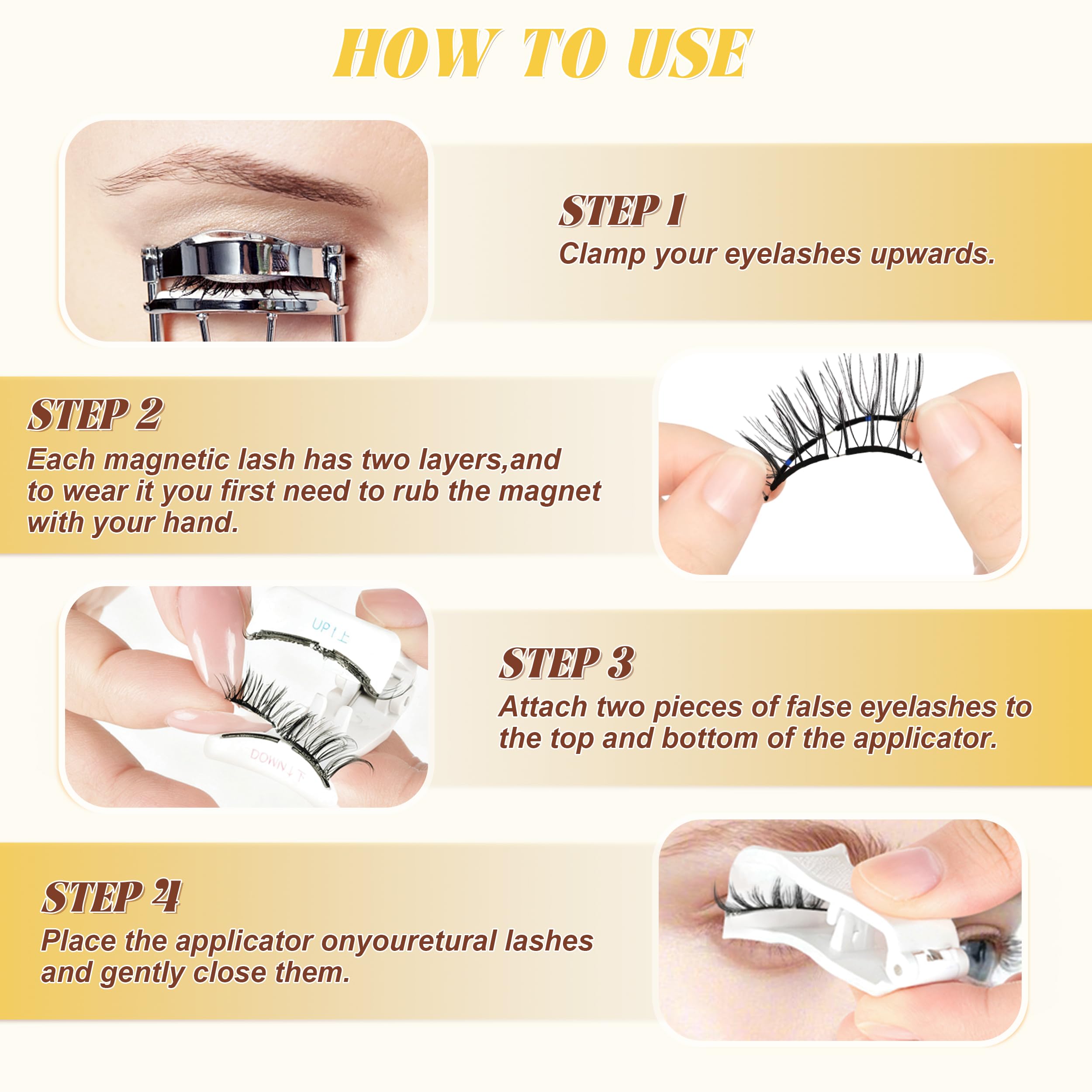 CHENSPLEND Magnetic Eyelashes with Applicator – Feathery, Natural Look, No Glue Needed (W02)
