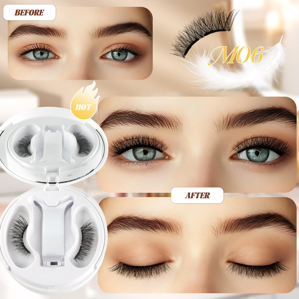 Chensplend M06 Magnetic Eyelashes with Applicator – Cat Eye Style, No Glue Needed, Easy Wear/Remove, Reusable Magnetic Lash Kit