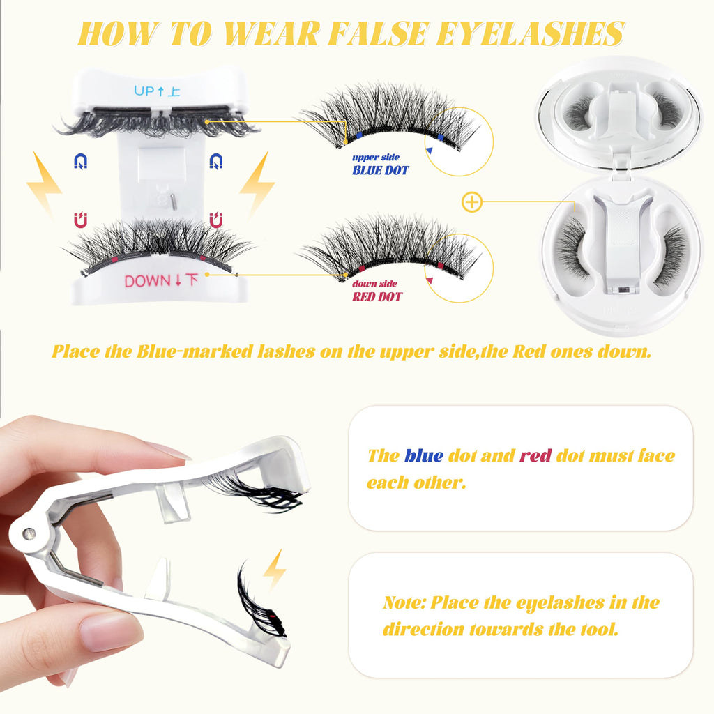 Chensplend M06 Magnetic Eyelashes with Applicator – Cat Eye Style, No Glue Needed, Easy Wear/Remove, Reusable Magnetic Lash Kit