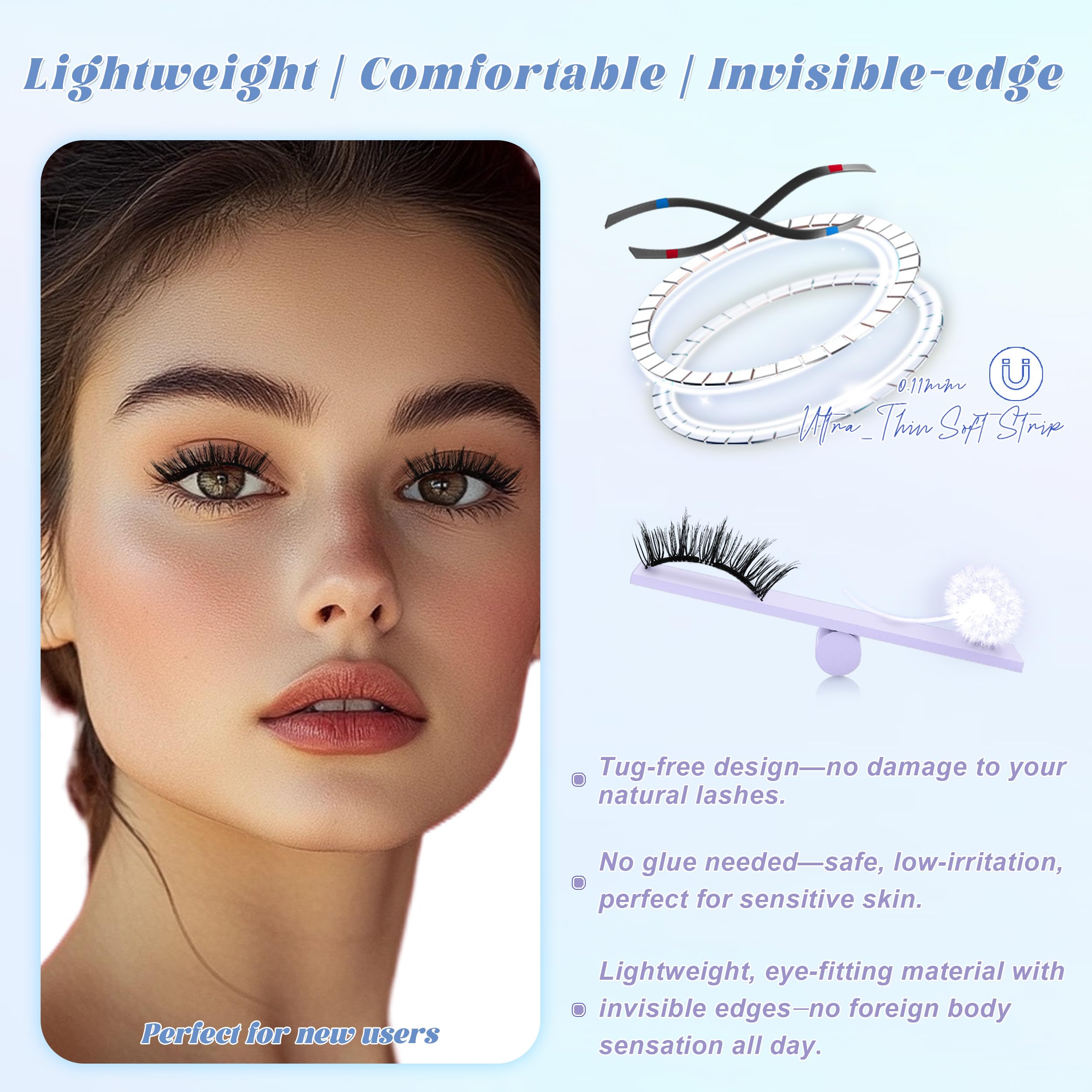 CHENSPLEND Upgrade Magnetic Eyelashes N03 with Applicator — Glue-Free, Easy Apply