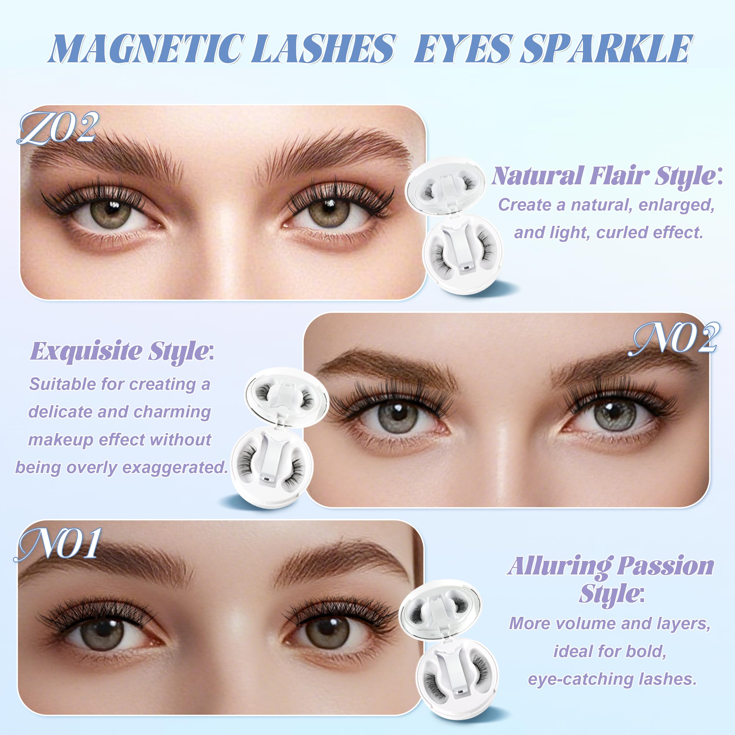 CHENSPLEND Upgrade Magnetic Eyelashes N03 with Applicator — Glue-Free, Easy Apply