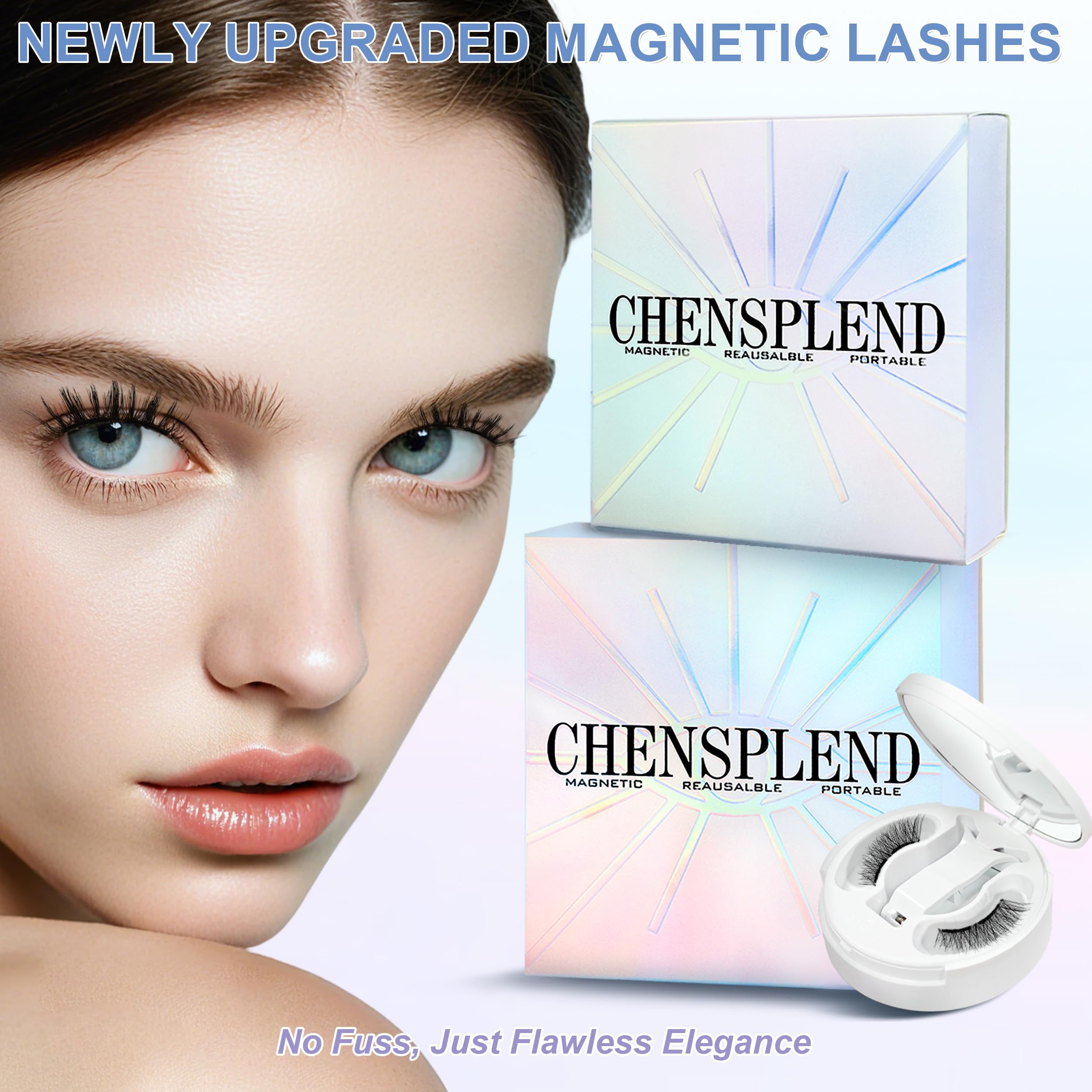 CHENSPLEND Upgrade Magnetic Eyelashes N03 with Applicator — Glue-Free, Easy Apply
