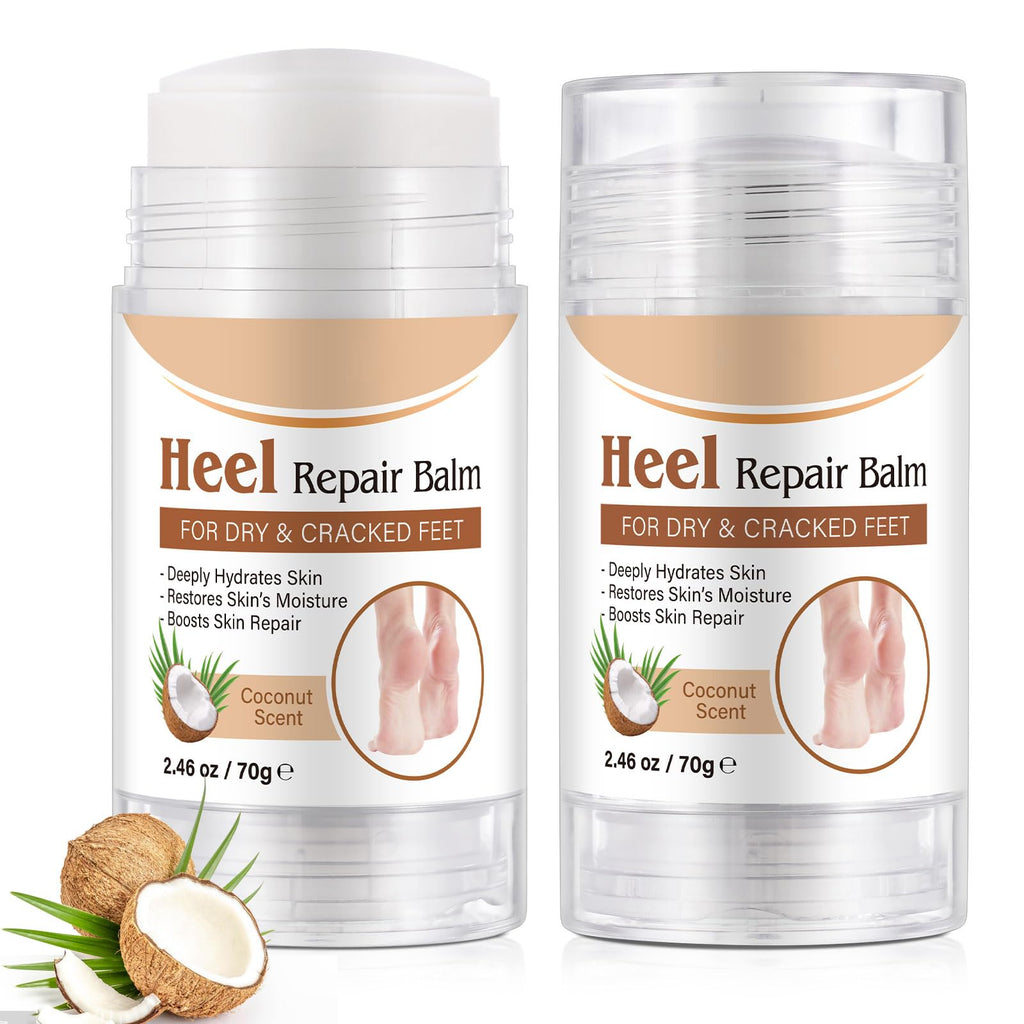 chenyayun 2 Pack Cracked Heel Treatment Balm Stick – Intensive Foot Repair with Aloe, Coconut Oil, Hyaluronic Acid (70 g)