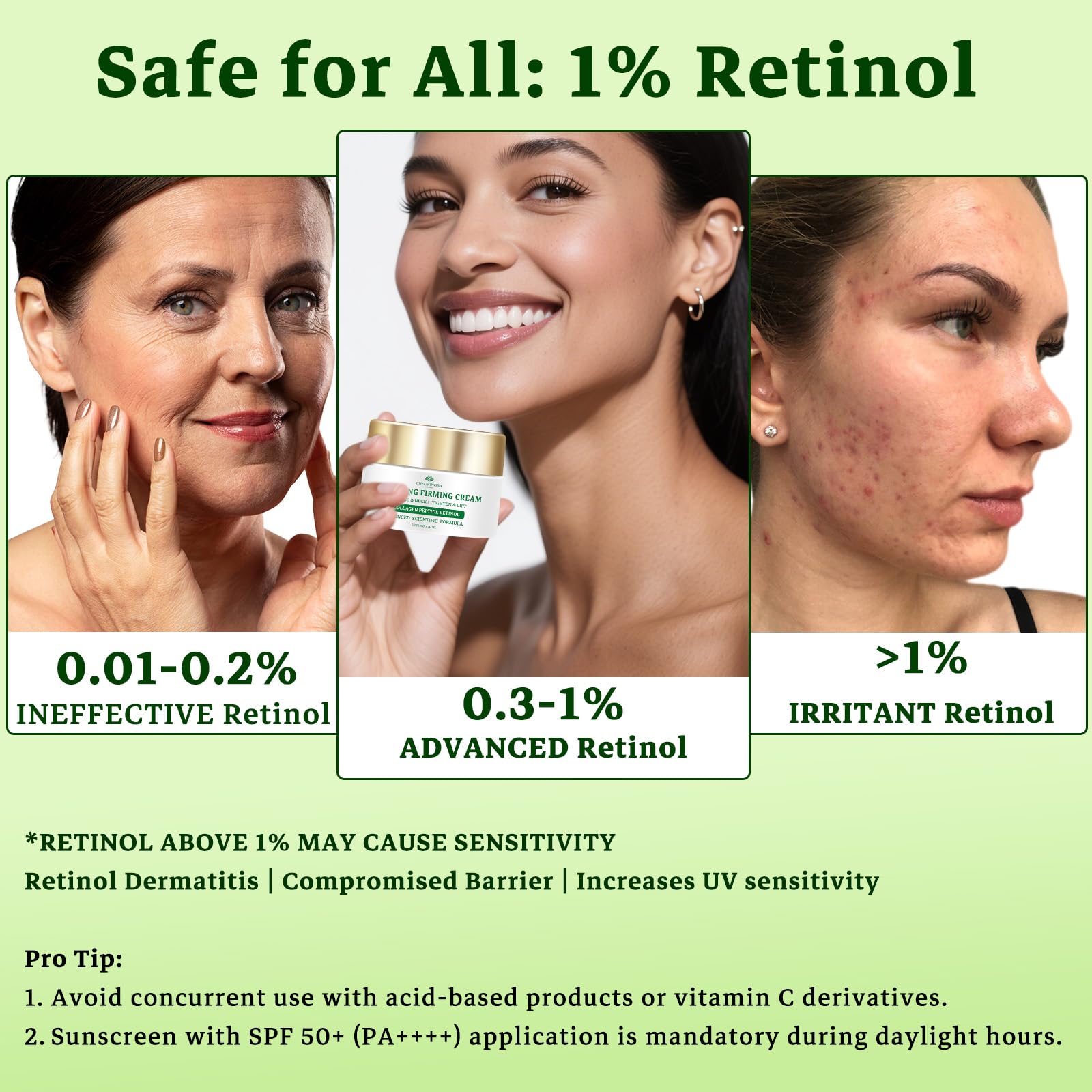 CHEOKINGBA Tighten and Lift Neck Cream – Retinol, AH-8 Peptides, Collagen + Hyaluronic Acid, 1.7 oz