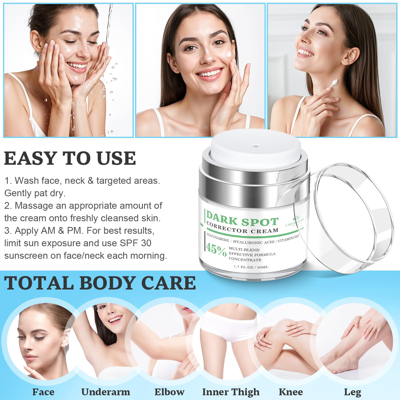 CHEOKINGBA Dark Spot Remover Cream for Face & Body – Niacinamide, Vitamin C, Hyaluronic Acid
