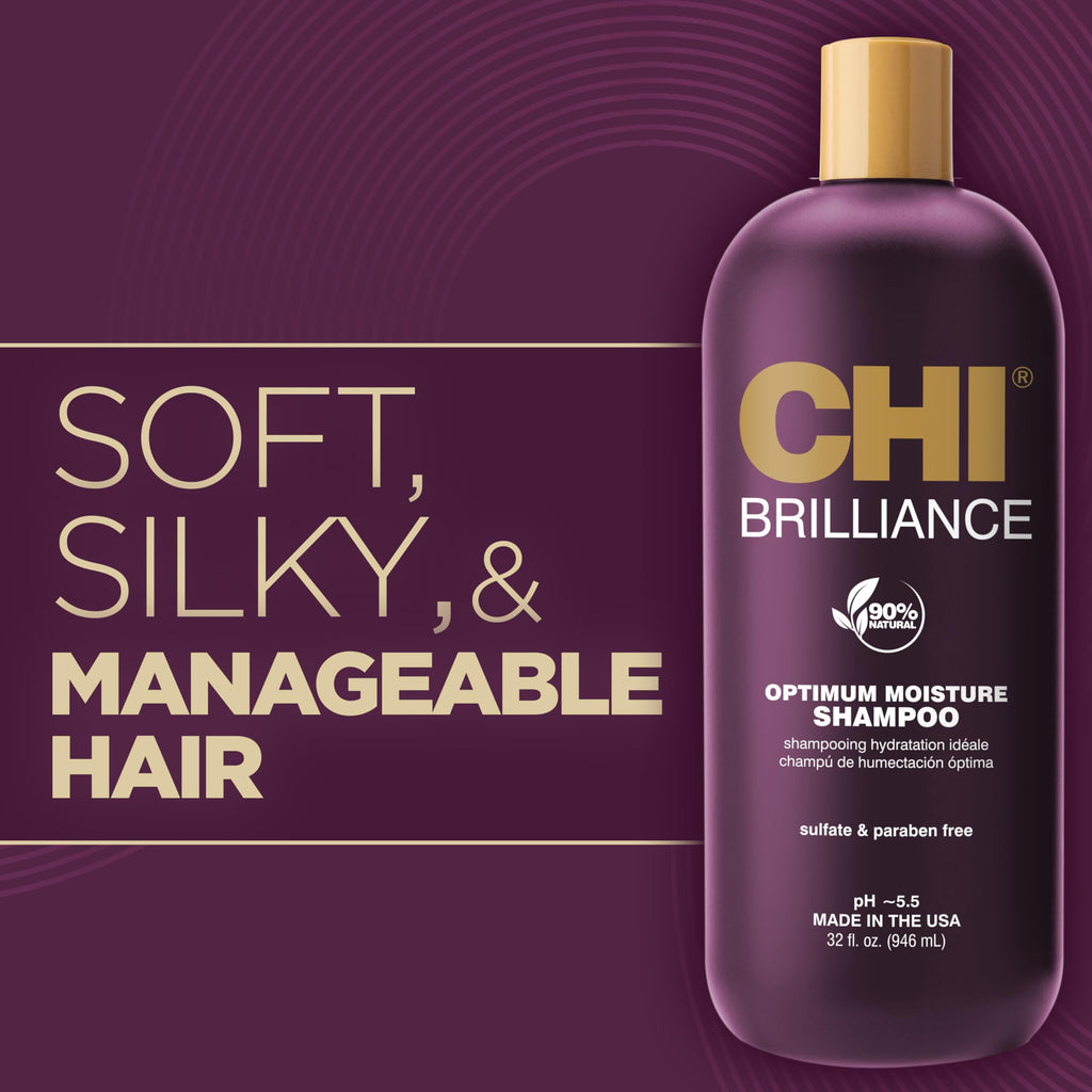 CHI Deep Brilliance Optimum Moisture Shampoo — Olive & Monoi Hydration, Sulfate-Free
