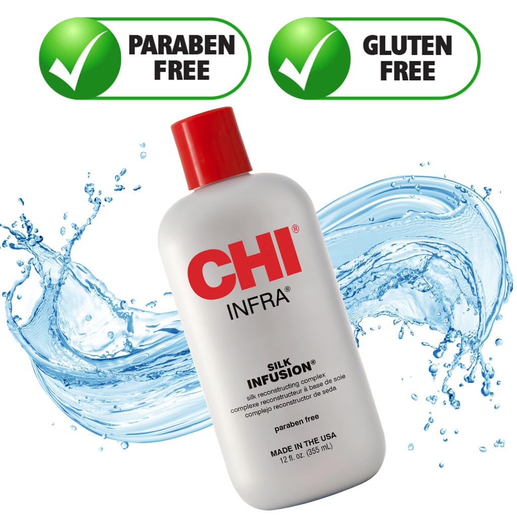 CHI Infra Silk Infusion Leave-In Treatment | Strengthen & Protect Hair - Alcohol-Free, 12 oz, Pack of 2