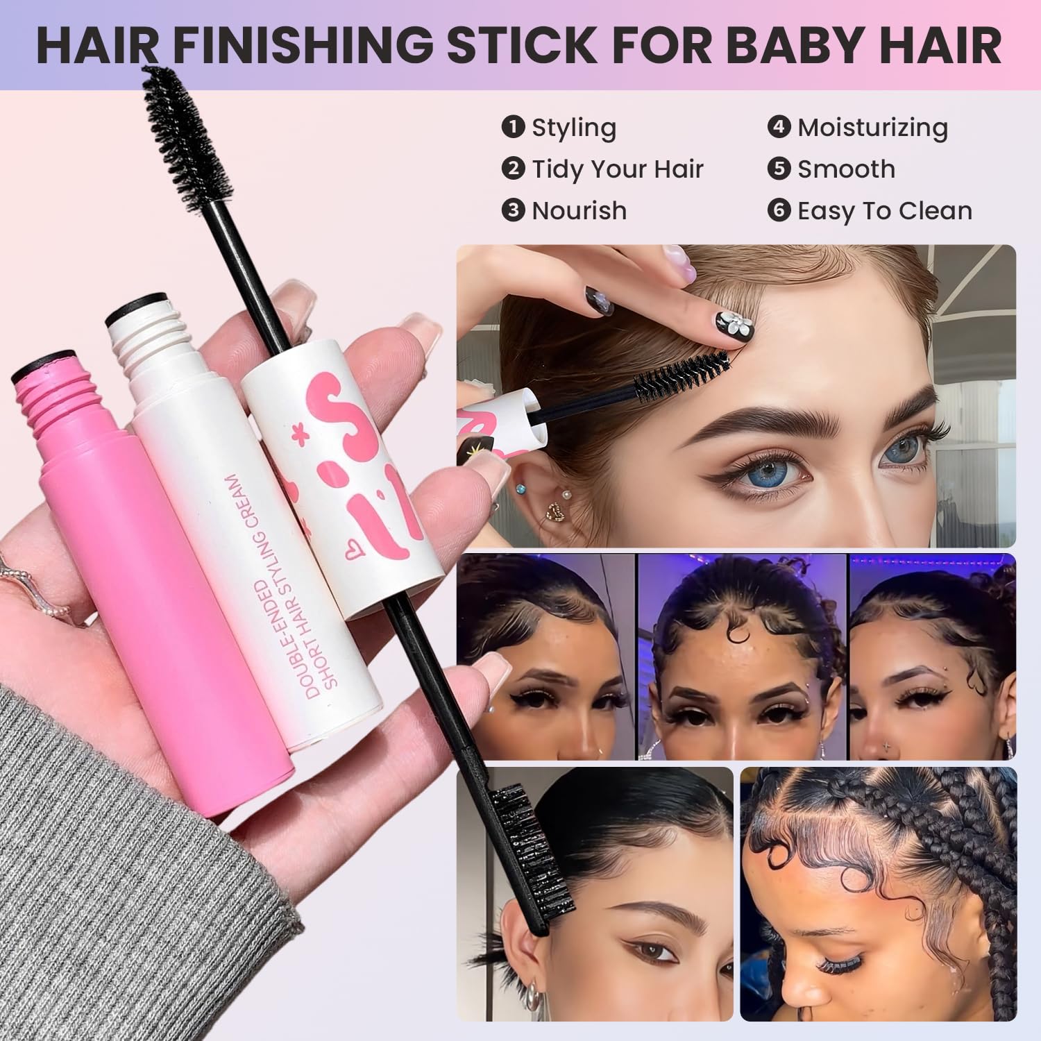Chikyo Hair Wax Stick 6-Piece Styling Tools Set – Edge Control & Slick Back Kit