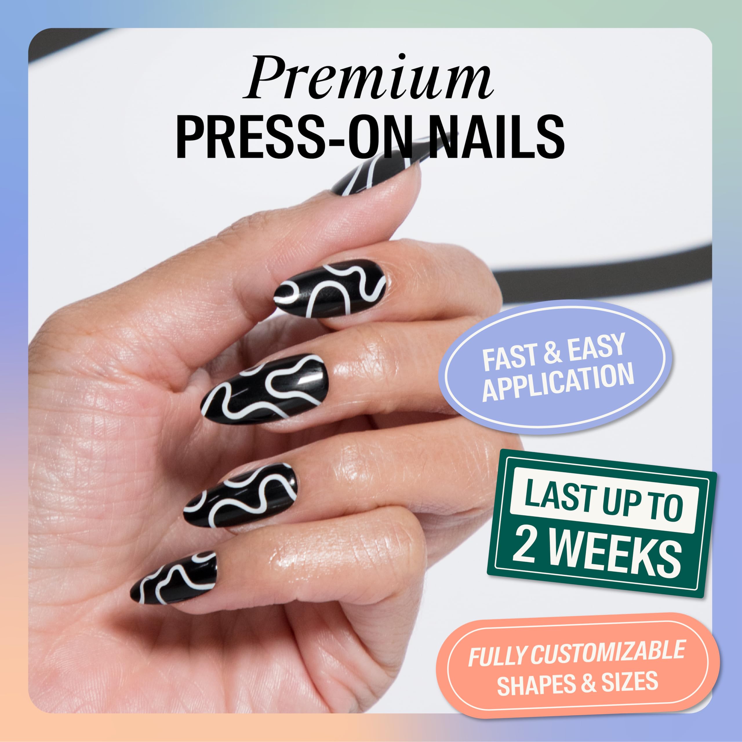 Chillhouse Chill Tips Press-On Nails Kit – Creepy Baby Almond Tips | 30 Shapes & Reusable