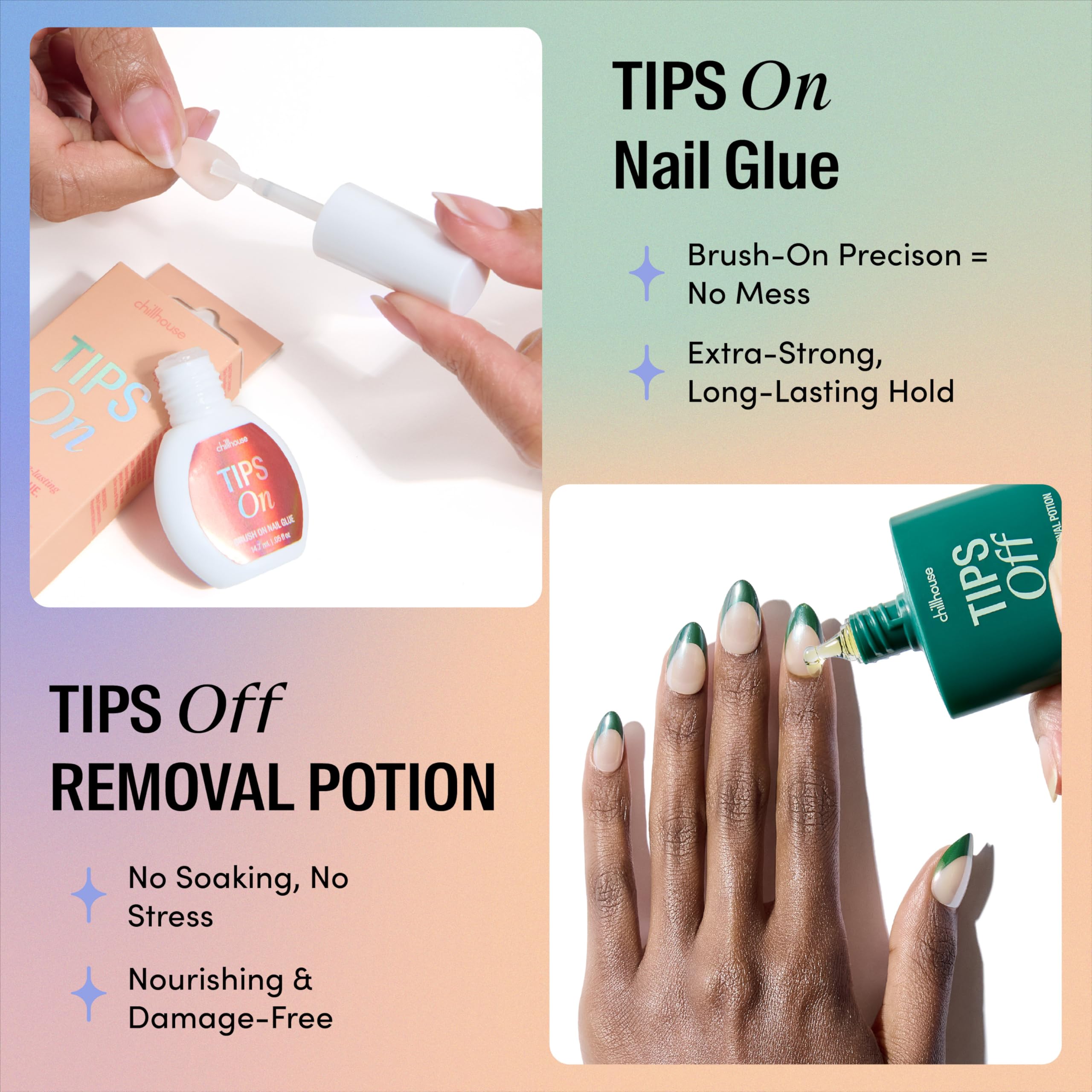 Chillhouse Chill Tips Press-On Nails Kit - Wavy Baby 2.0 Oval, 30 Shapes, Reusable