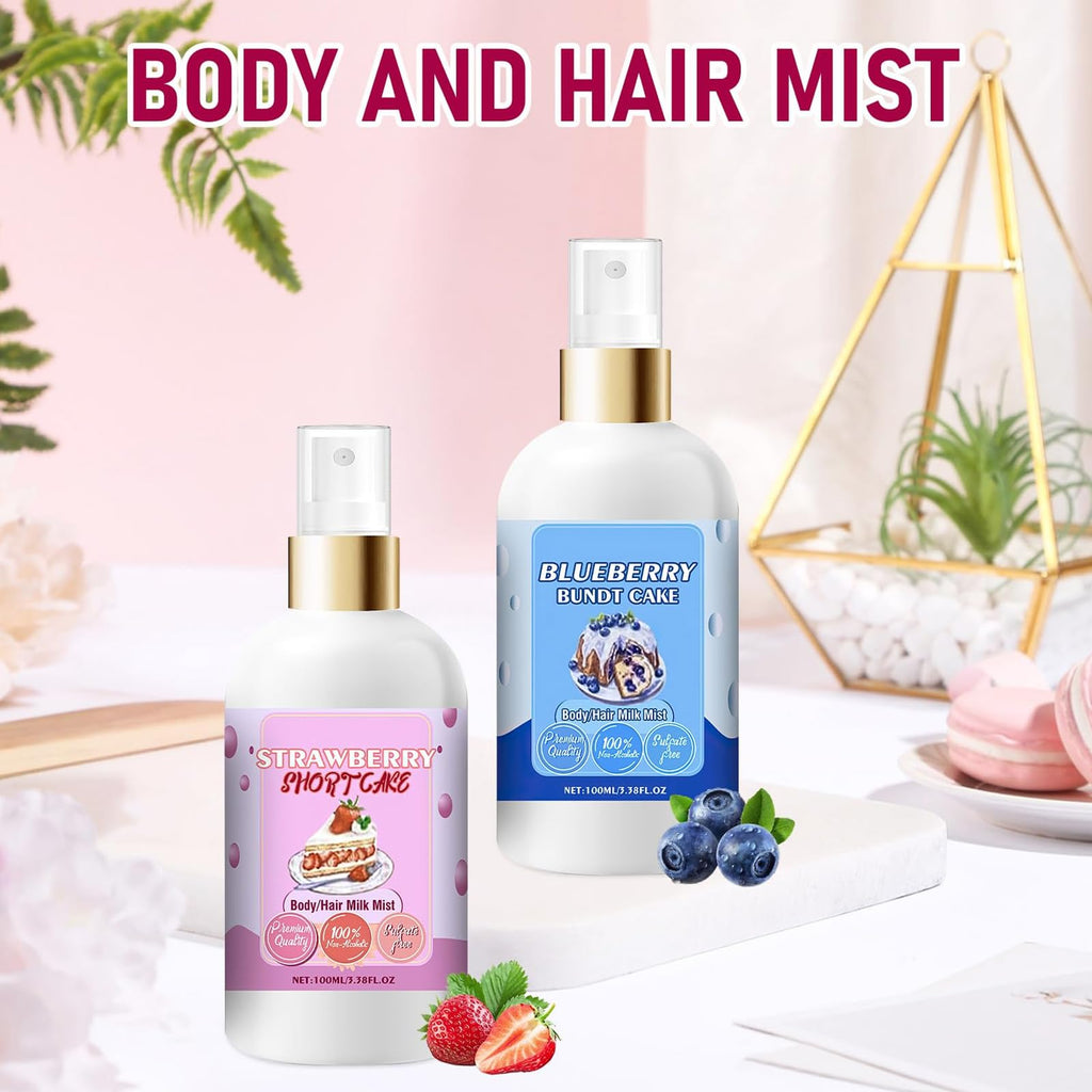 Chinosuo Strawberry Shortcake Body Hair Milk Spray – Vanilla Cream Puff Fragrance