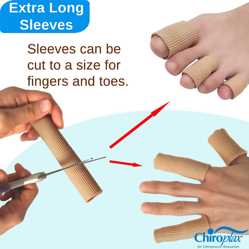 Chiroplax Toe Tubes Sleeves – Gel Lined Protection for Toes & Bunions (5 Pack, XL)