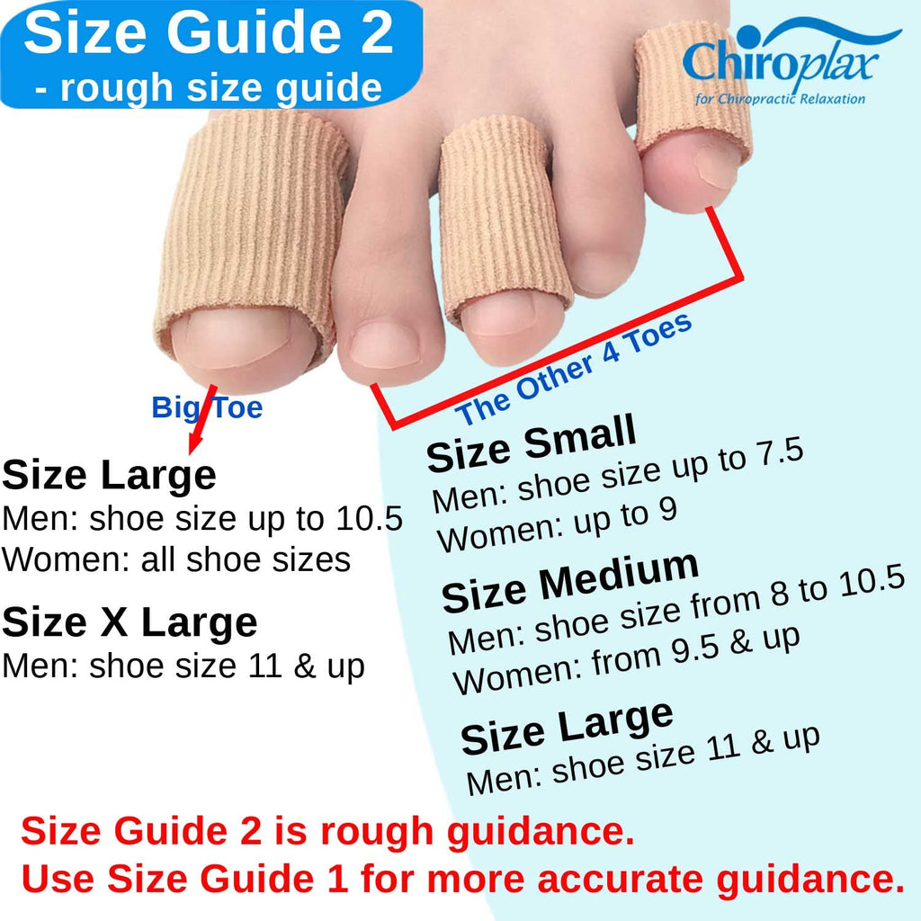 Chiroplax Toe Tubes Sleeves – Gel Lined Protection for Toes & Bunions (5 Pack, XL)