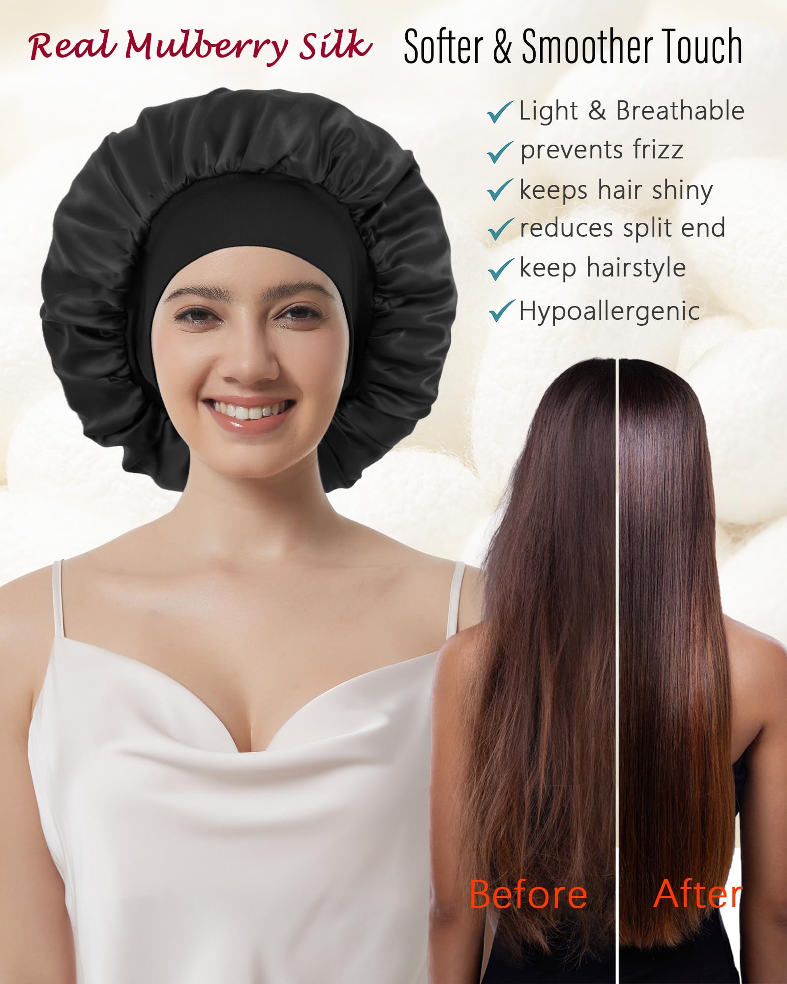 Choshion 100% Mulberry Silk Bonnet for Sleep – Gentle Hair Care