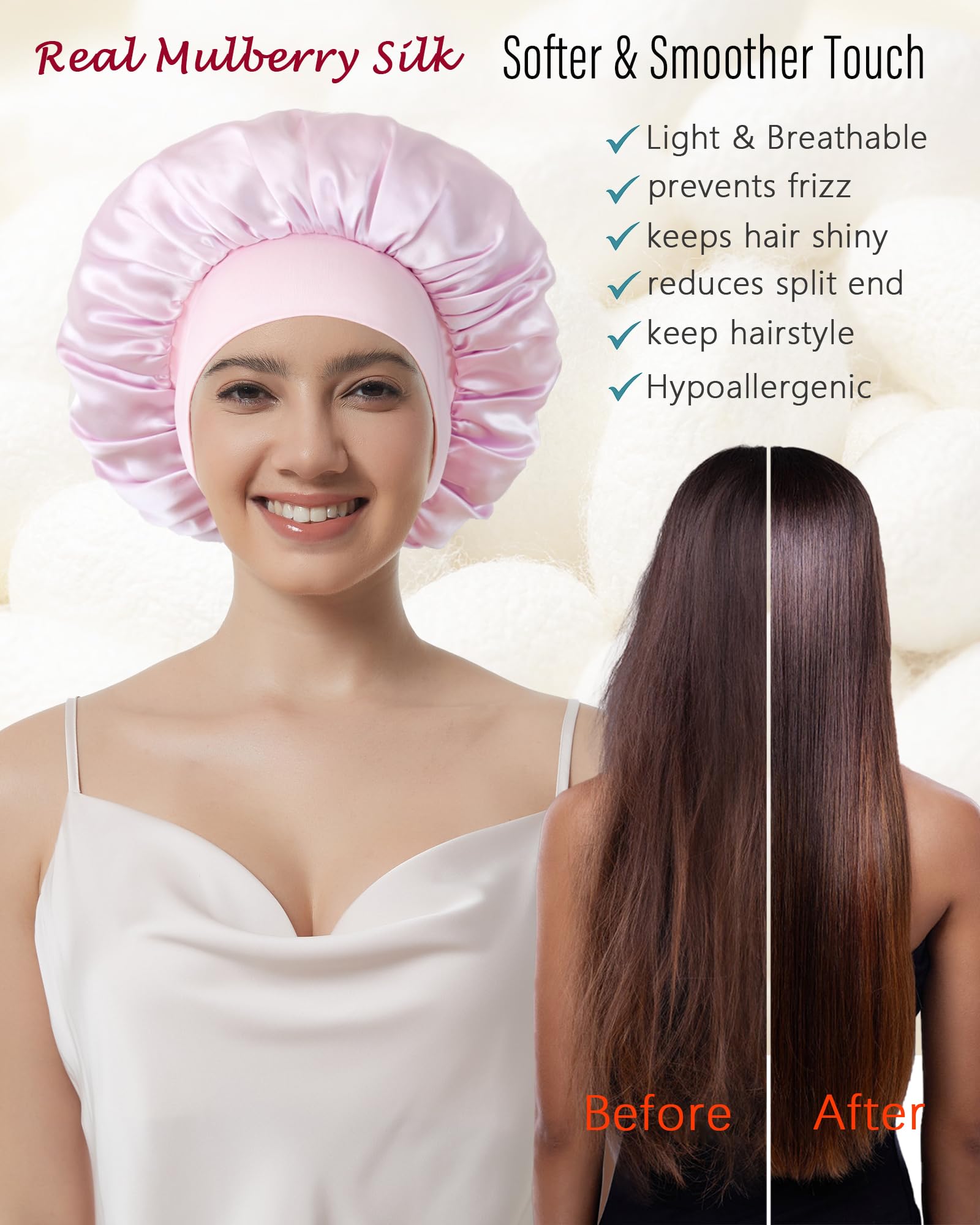 Choshion 100% Mulberry Silk Bonnet for Sleeping – Luxurious Double-Layer Sleep Cap for Curly Hair
