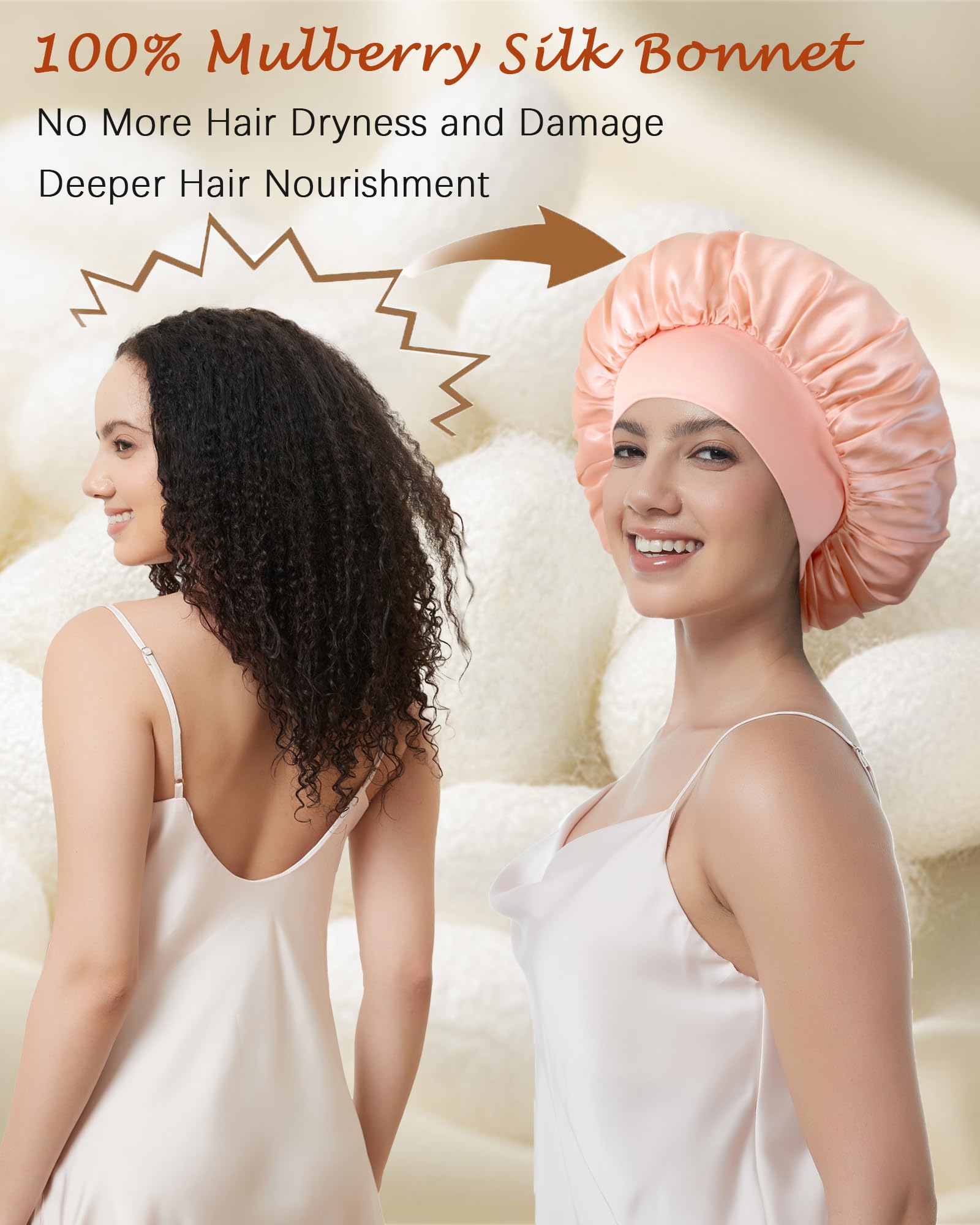 Choshion 100% Mulberry Silk Bonnet for Sleeping – Luxurious Double-Layer Sleep Cap for Curly Hair