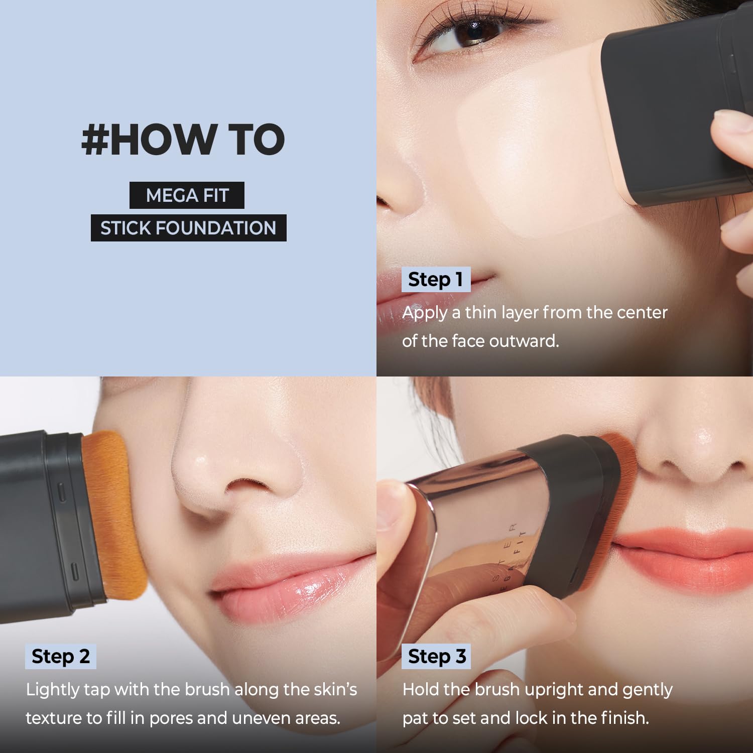 CHOSUNGAH BEAUTY Mega Fit Master Glow Stick Foundation with Brush – 120H Wear, Shade 23 Sand Beige