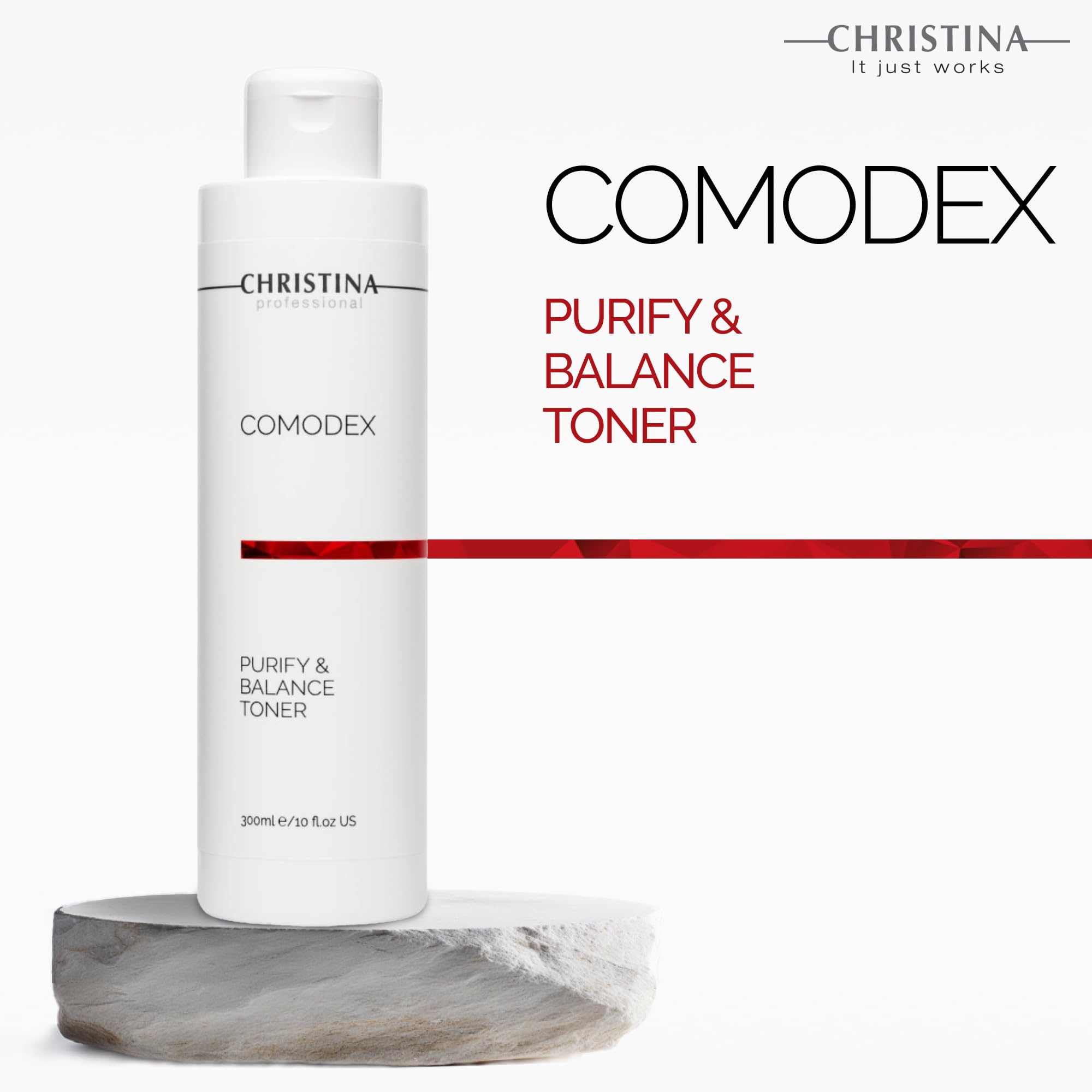 Christina Comodex Purify & Balance Toner 300ml | Eucalyptus & Tasman Pepper, PH-Balancing for Oily/Combination Skin