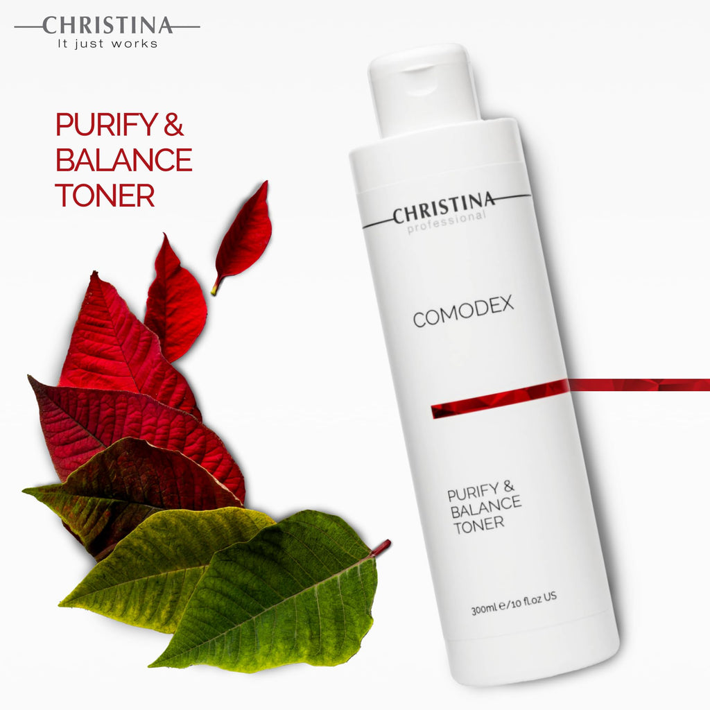 Christina Comodex Purify & Balance Toner 300ml | Eucalyptus & Tasman Pepper, PH-Balancing for Oily/Combination Skin