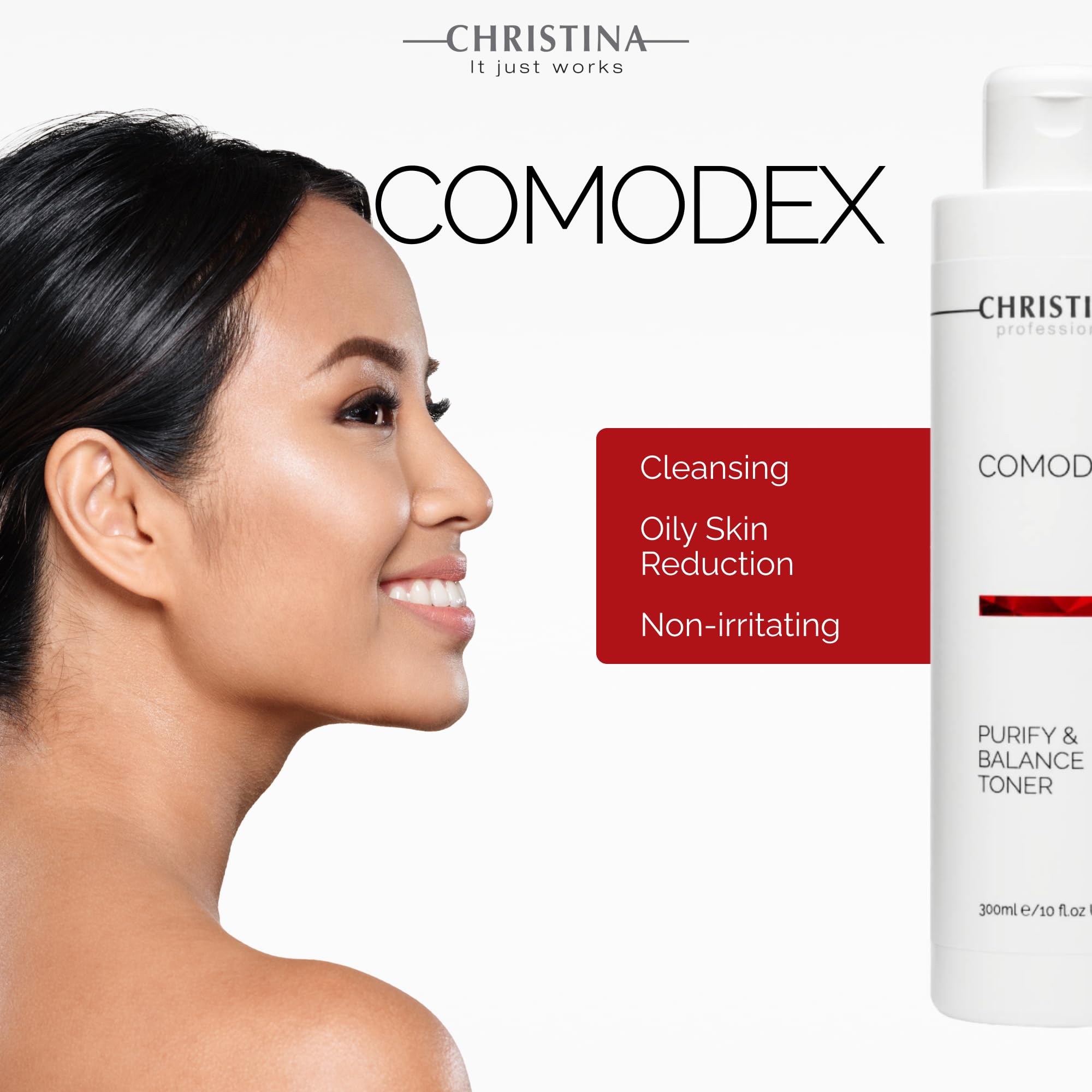 Christina Comodex Purify & Balance Toner 300ml | Eucalyptus & Tasman Pepper, PH-Balancing for Oily/Combination Skin