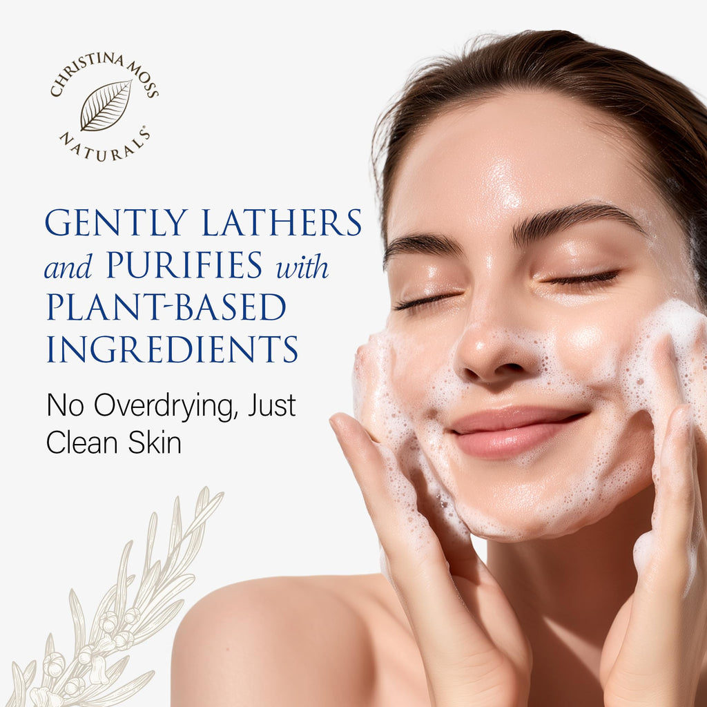 Christina Moss Naturals Face Wash – Gentle, All Skin Types, Organic, Fragrance-Free, 4 oz