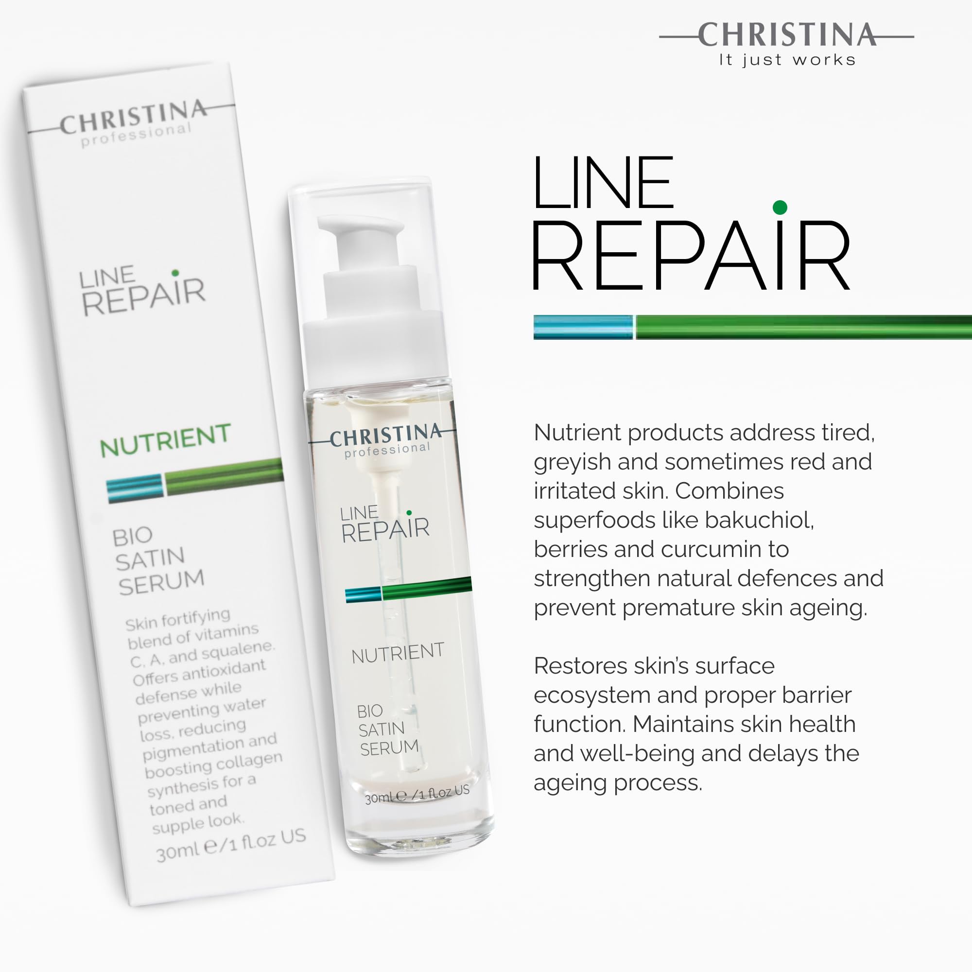 Cristina Nutrient Bio Satin Serum - Hydration, Vitamin A & C for Radiant Glow & Firmer Look