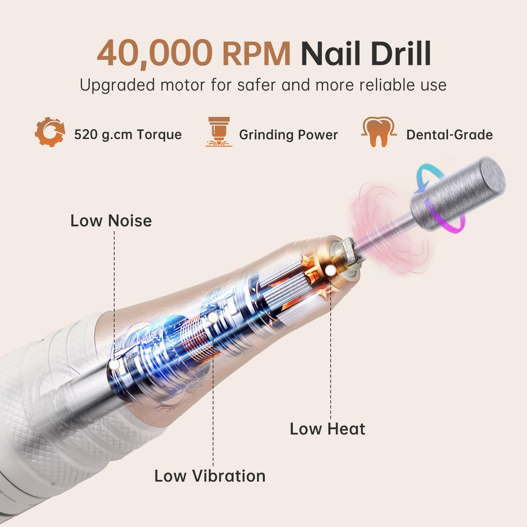 CHRISTINE SHELLY Electric Nail Drill 40000RPM – Cordless E-File Kit with 12 Bits