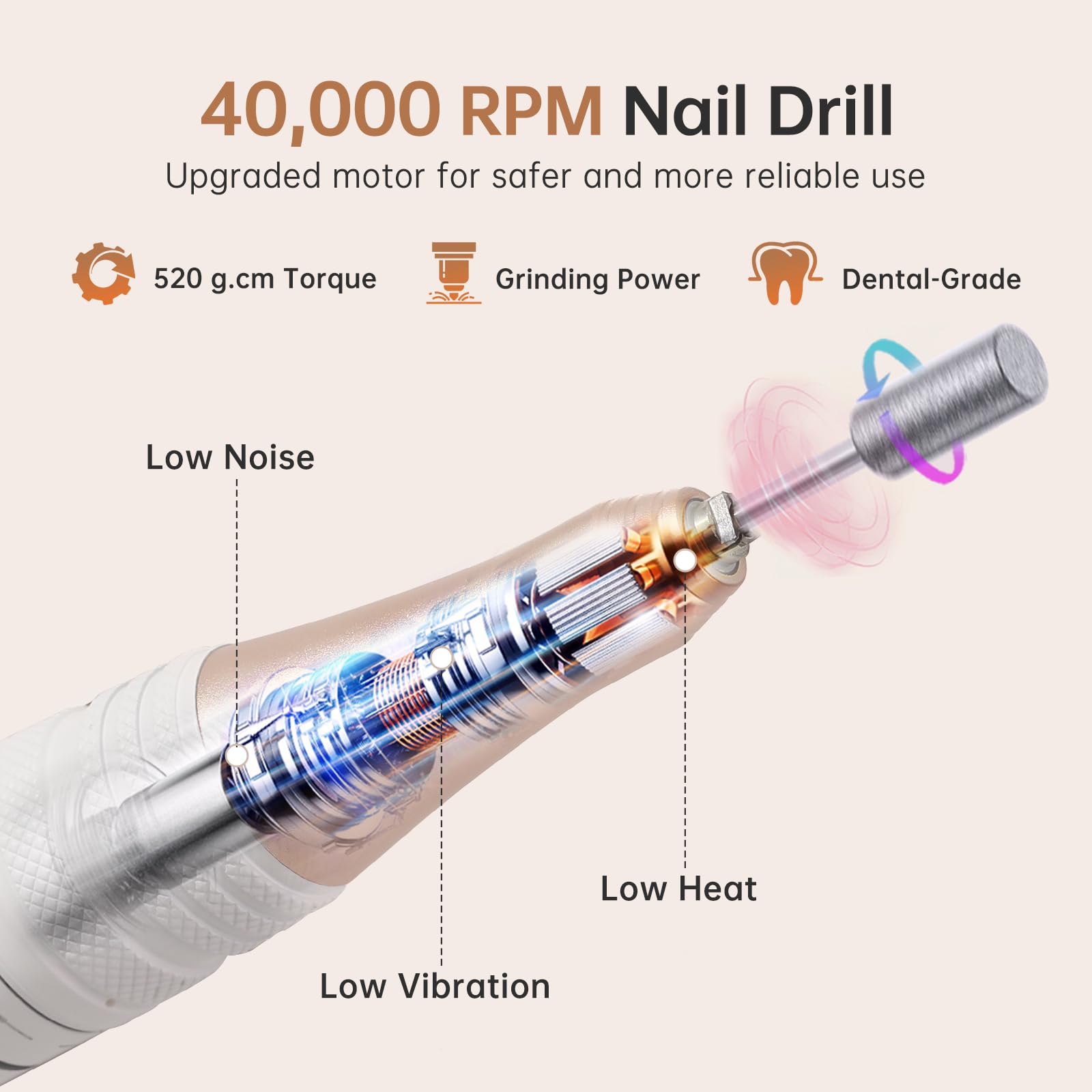 CHRISTINE SHELLY Electric Nail Drill 40000RPM – Cordless E-File Kit with 12 Bits