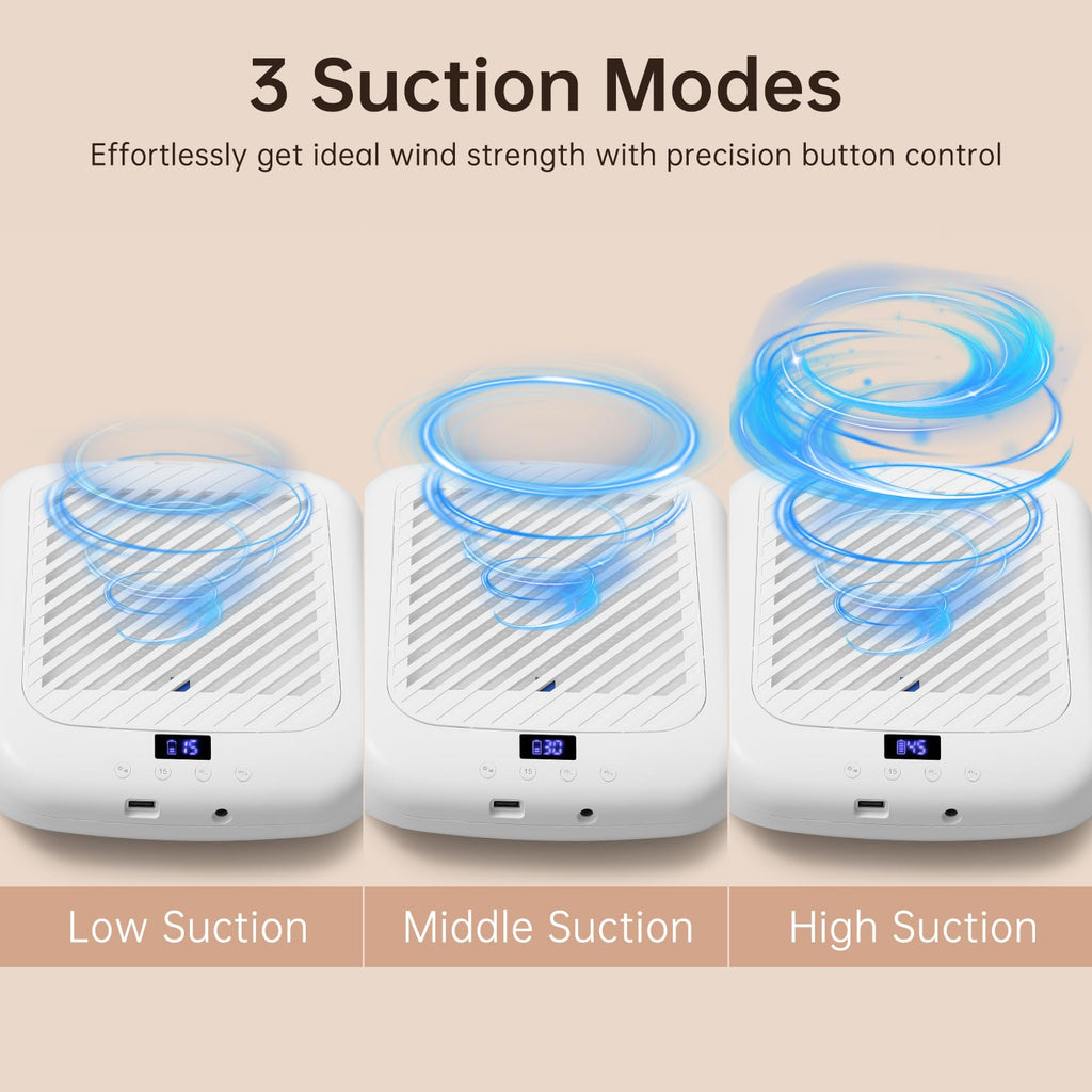 CHRISTINE SHELLY Nail Dust Collector – Cordless 4500RPM Vacuum, 7200mAh, Low Noise