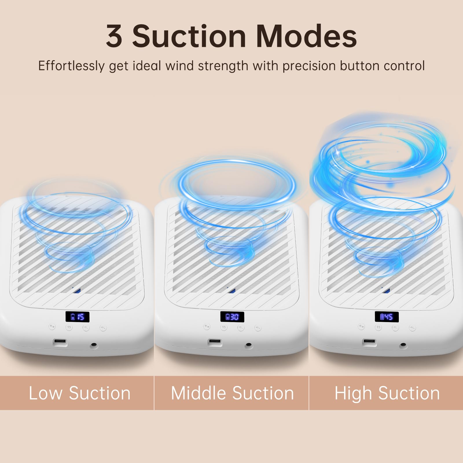 CHRISTINE SHELLY Nail Dust Collector – Cordless 4500RPM Vacuum, 7200mAh, Low Noise
