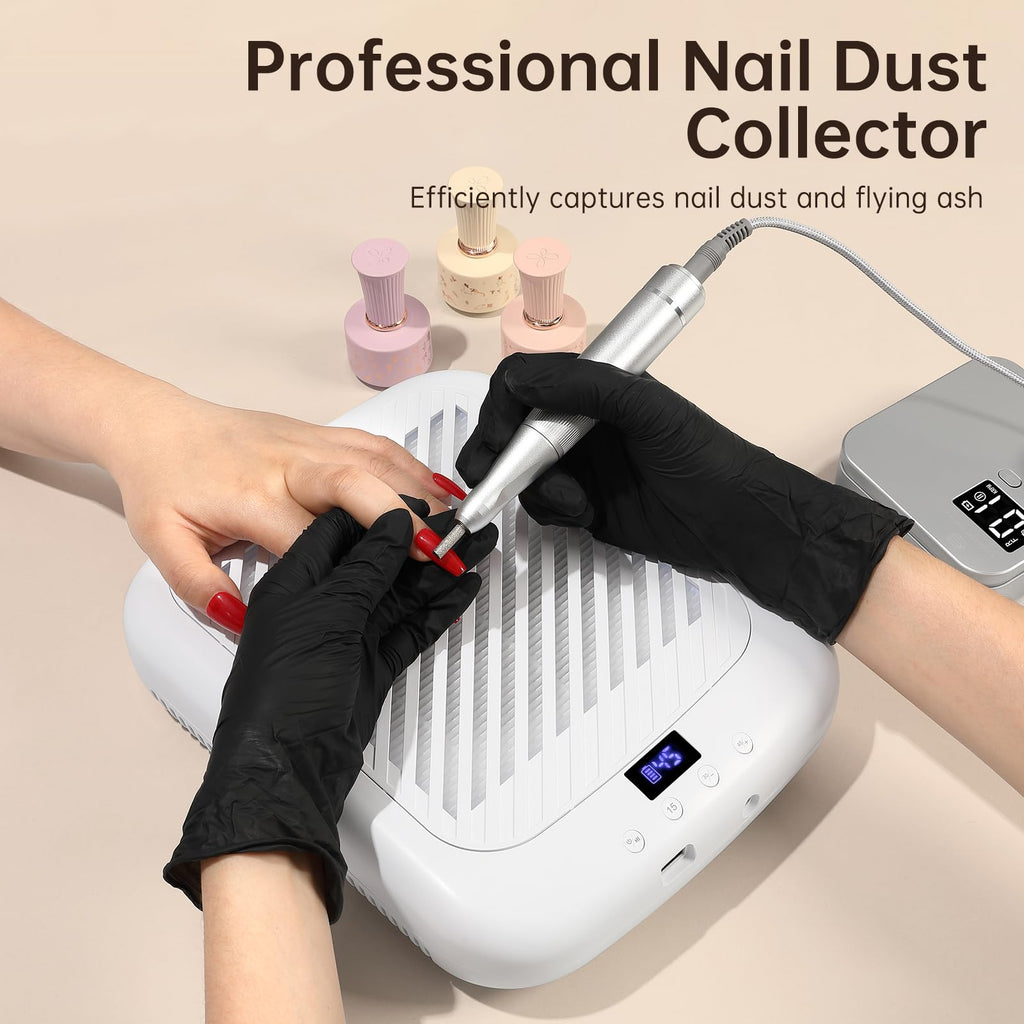 CHRISTINE SHELLY Nail Dust Collector – Cordless 4500RPM Vacuum, 7200mAh, Low Noise
