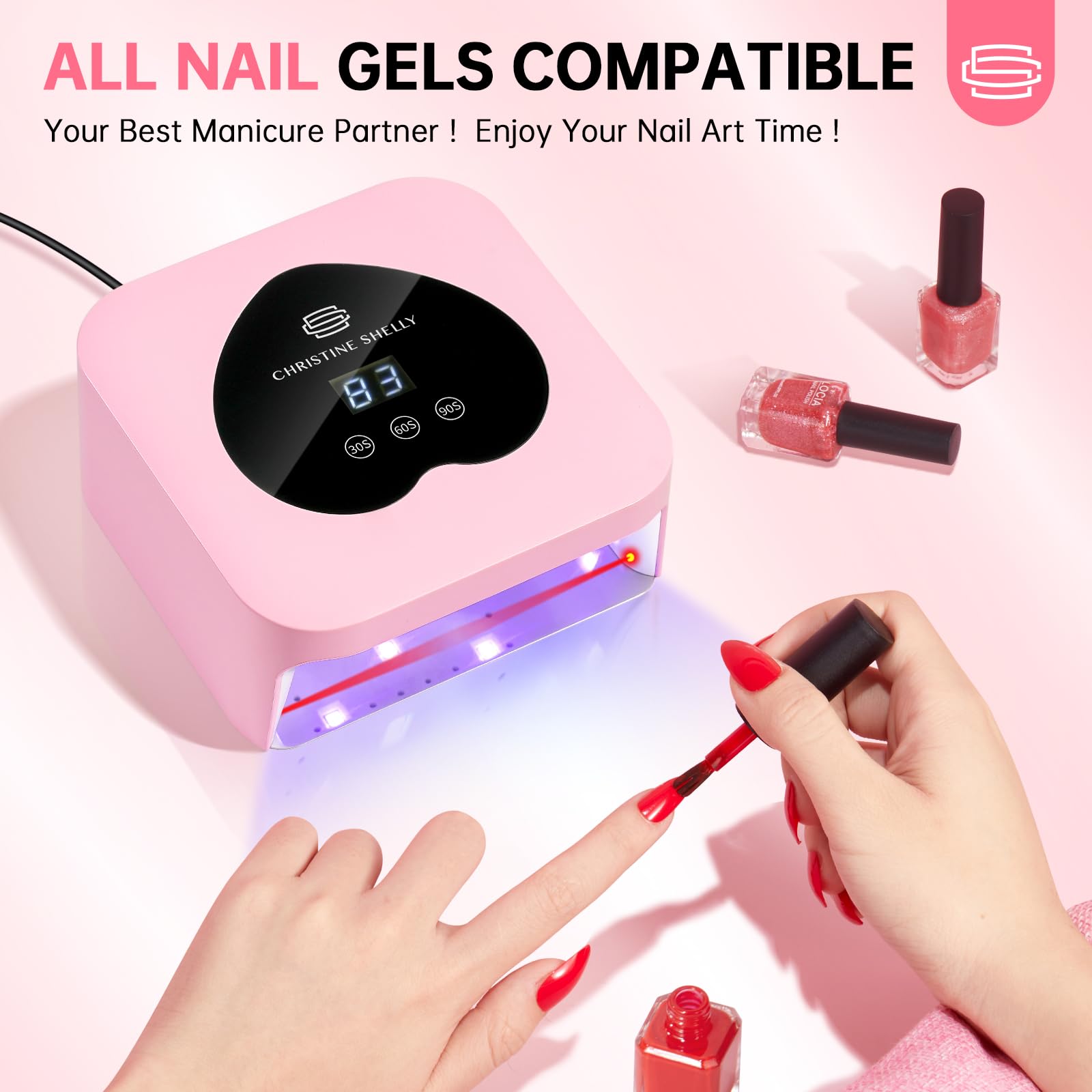CHRISTINE SHELLY UV Nail Lamp 48W – Mini Plug-in Gel Nail Dryer with Touch Control & 3 Timers