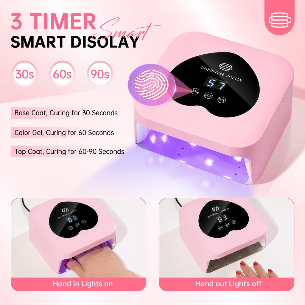 CHRISTINE SHELLY UV Nail Lamp 48W – Mini Plug-in Gel Nail Dryer with Touch Control & 3 Timers