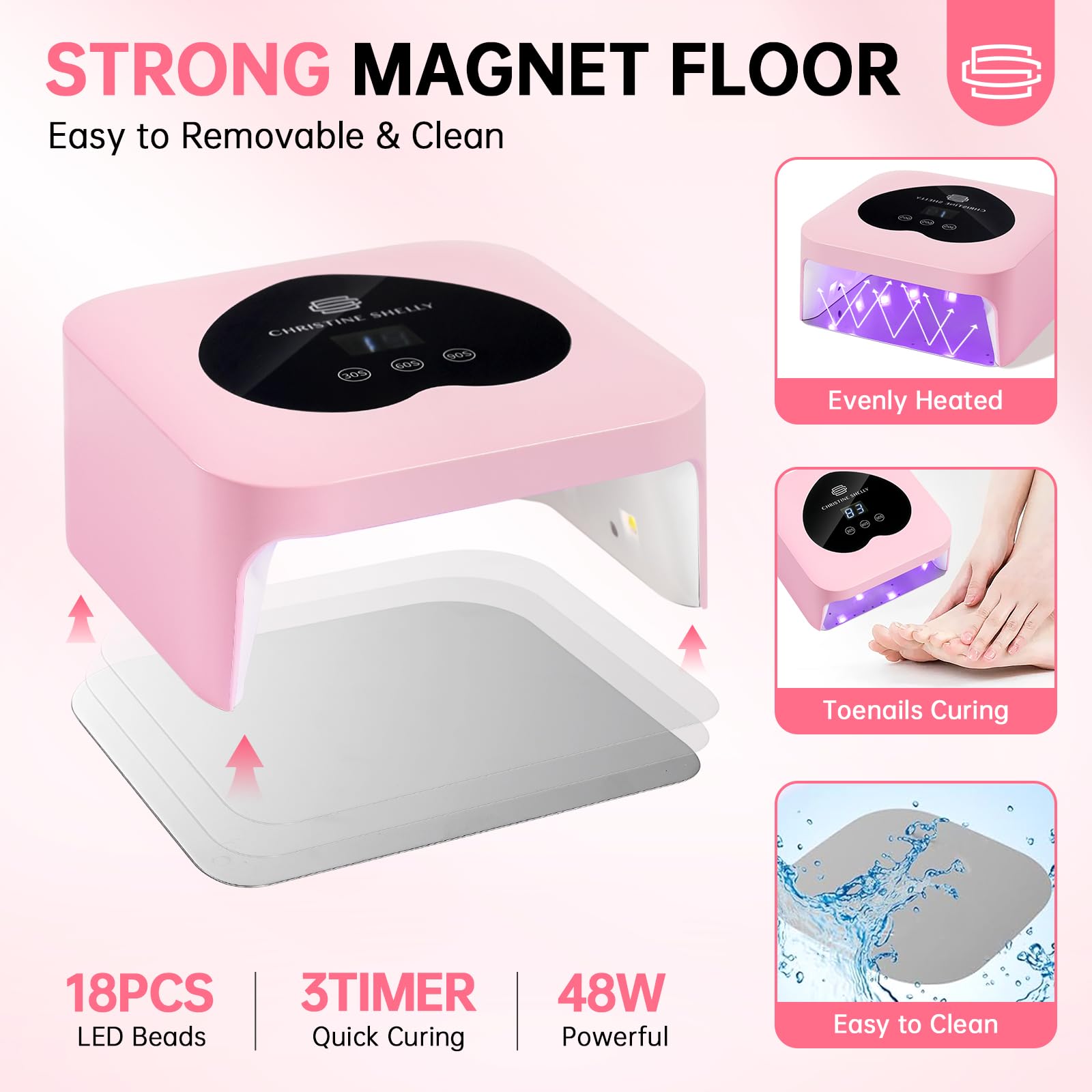 CHRISTINE SHELLY UV Nail Lamp 48W – Mini Plug-in Gel Nail Dryer with Touch Control & 3 Timers