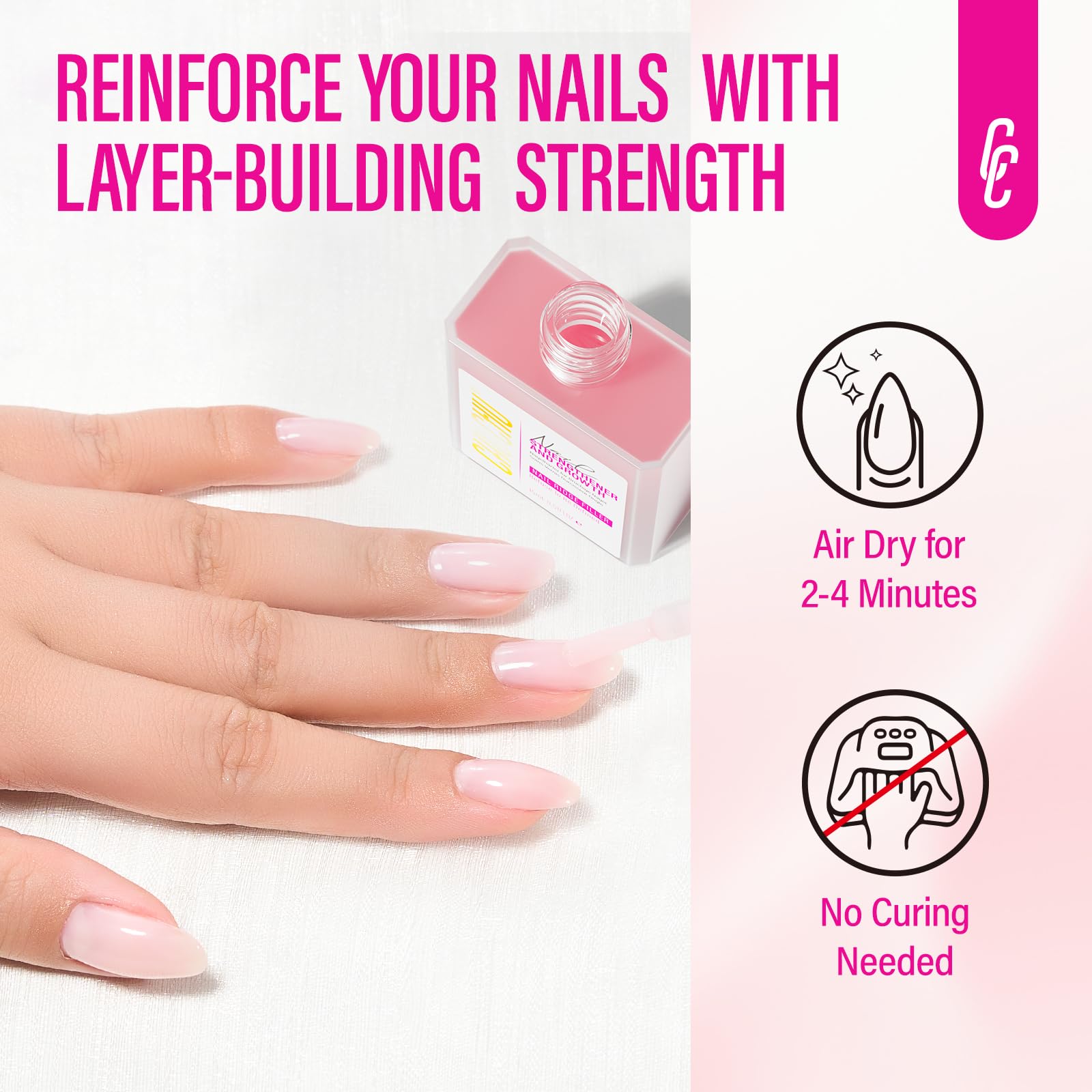 CHUCHU Nail Strengthener 8-in-1 – Growth, Ridge Filler, Base & Top Coat (15ml)