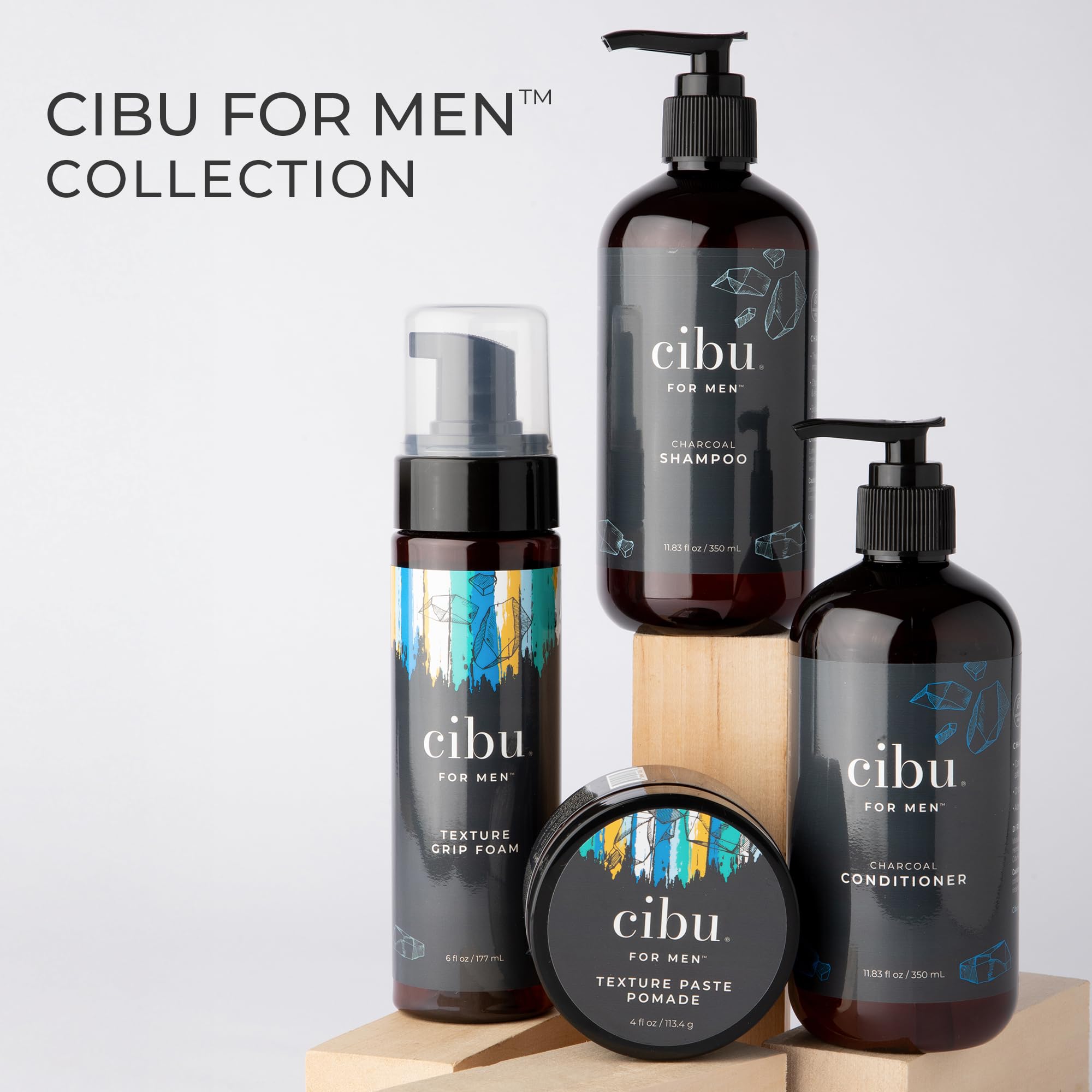 CIBU for Men Charcoal Shampoo – Deep Clean, Volume & Scalp Refresh – 12oz