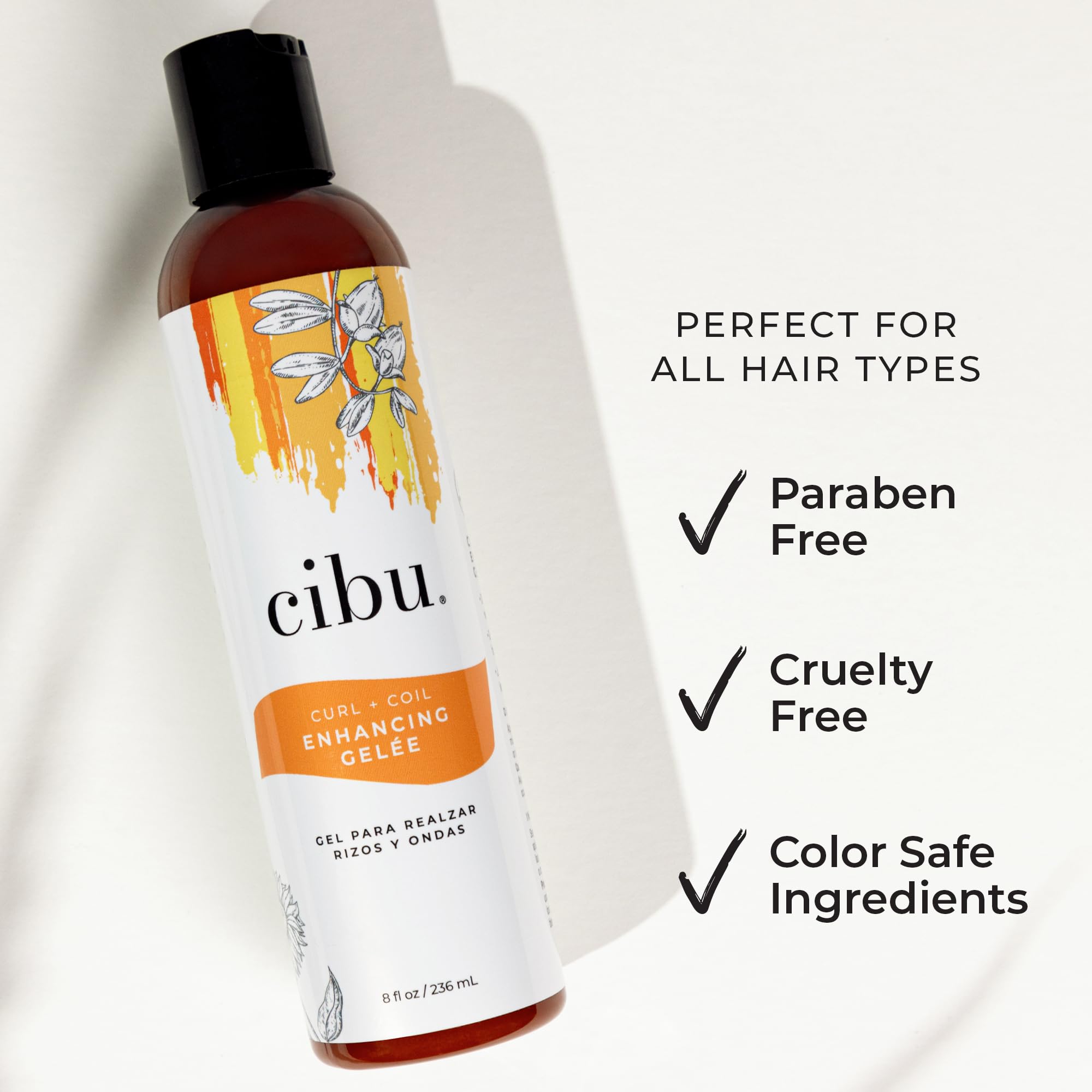 CIBU Curl + Coil Enhancing Gelée – Lightweight Curl Defining Gel for Curly & Wavy Hair (8 oz)