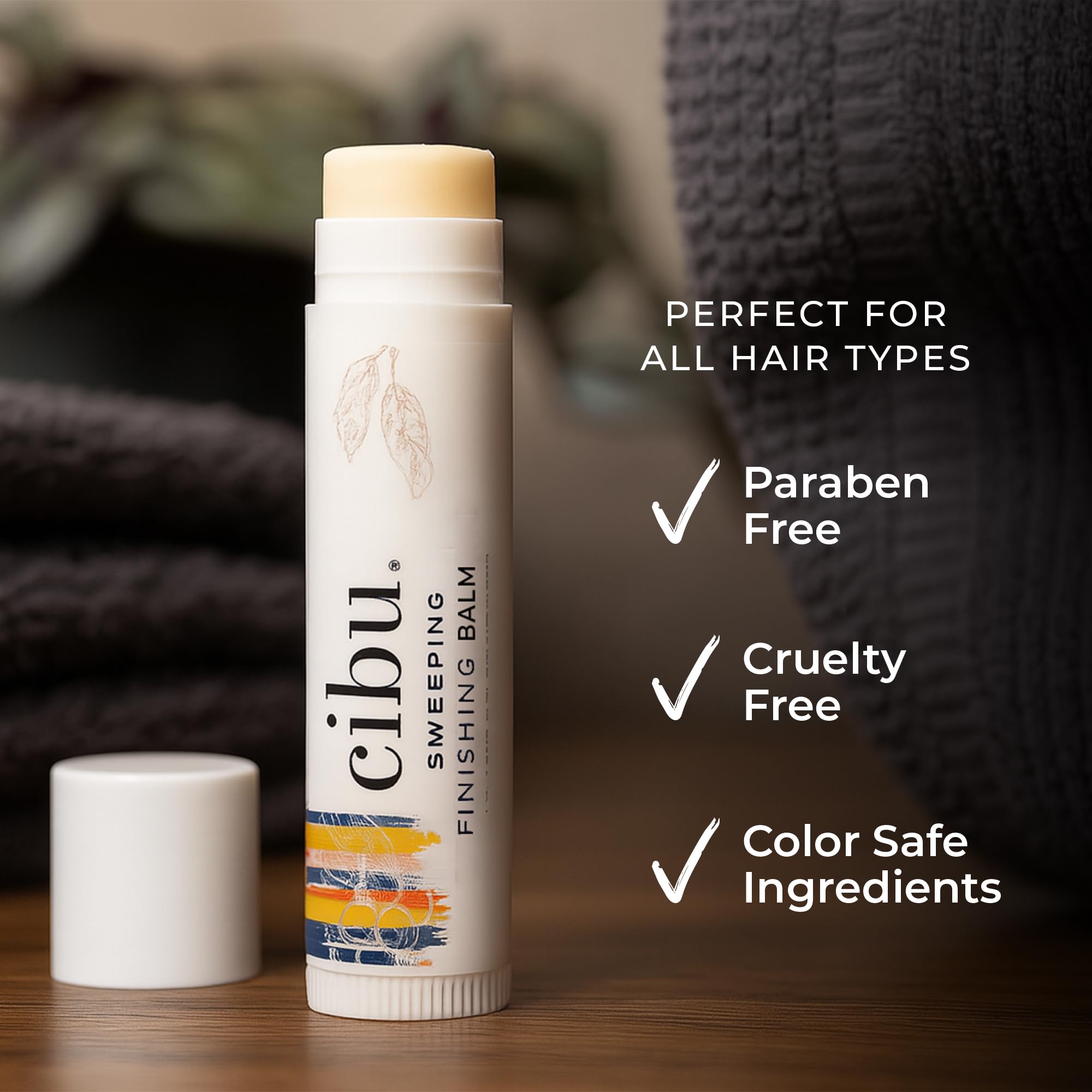 CIBU Sweeping Finishing Balm – Hydrating Hair Wax Stick for Frizz Control & Shine | 0.5oz